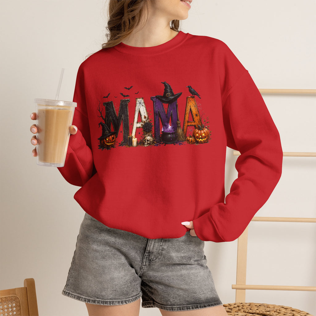 Halloween Mama Sweatshirt — Spooky Witch & Pumpkins Crewneck
