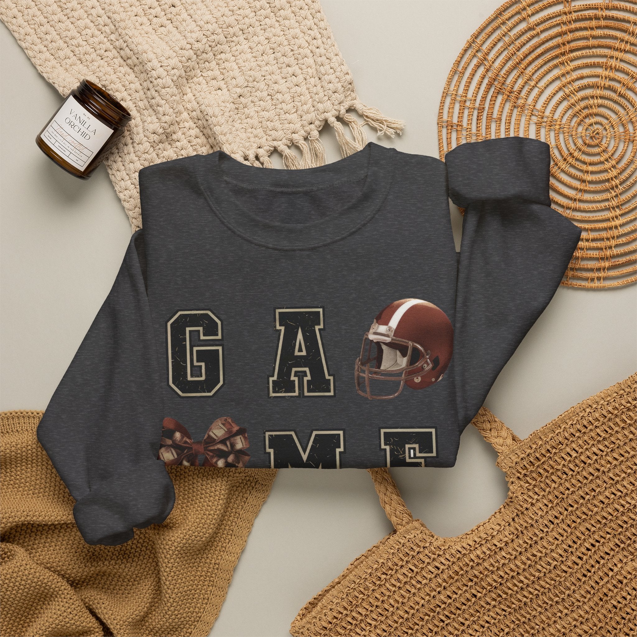 Game Day Sweatshirt — Football Helmet & Ball Crewneck
