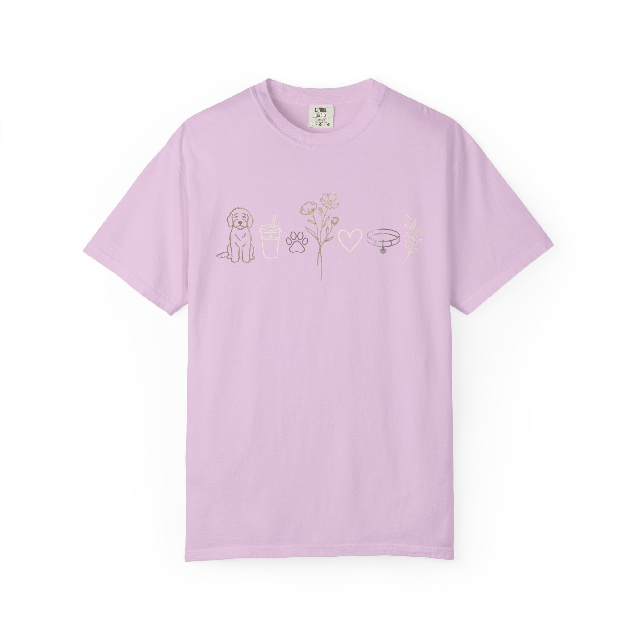 Doodle & Wildflower T-Shirt — Minimal Line Art Dog Tee
