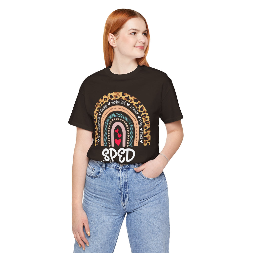Leopard Rainbow Tee — Cute Pastel Heart Rainbow Graphic T-Shirt