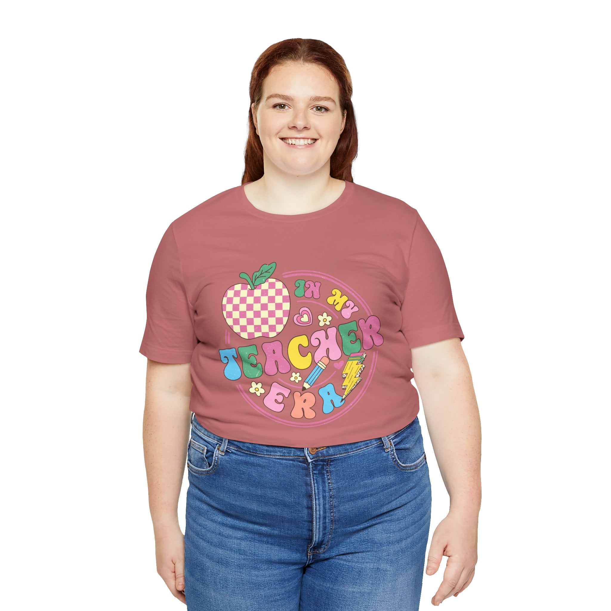 Teacher Vibes Tee — Cute Retro Apple Classroom Graphic T-Shirt