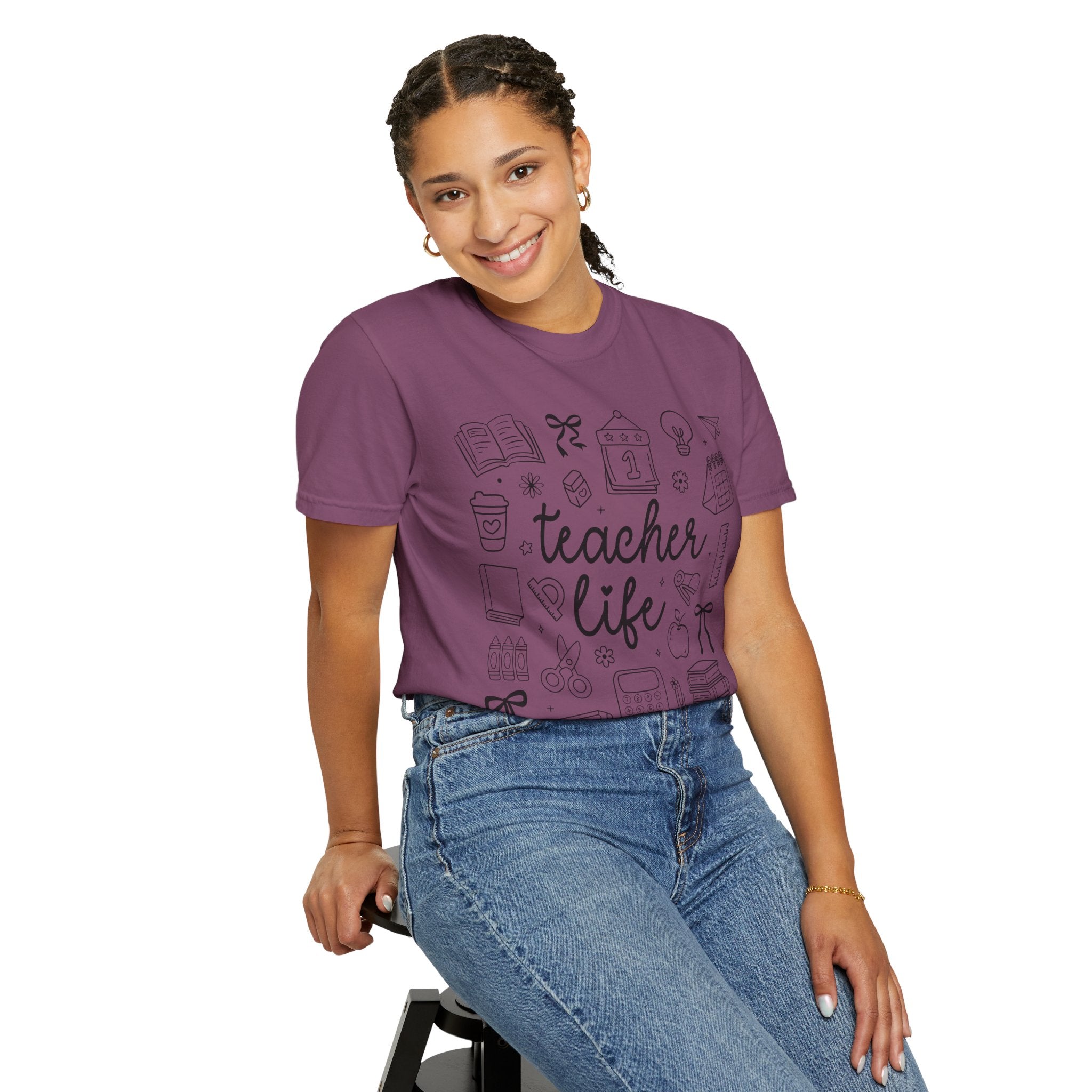 Teacher Life T-Shirt — School Supplies Sketch Graphic Tee