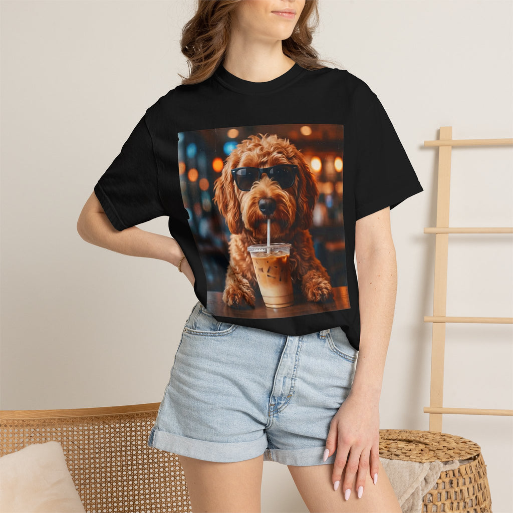 Cool Dog Drinking Iced Coffee T-Shirt