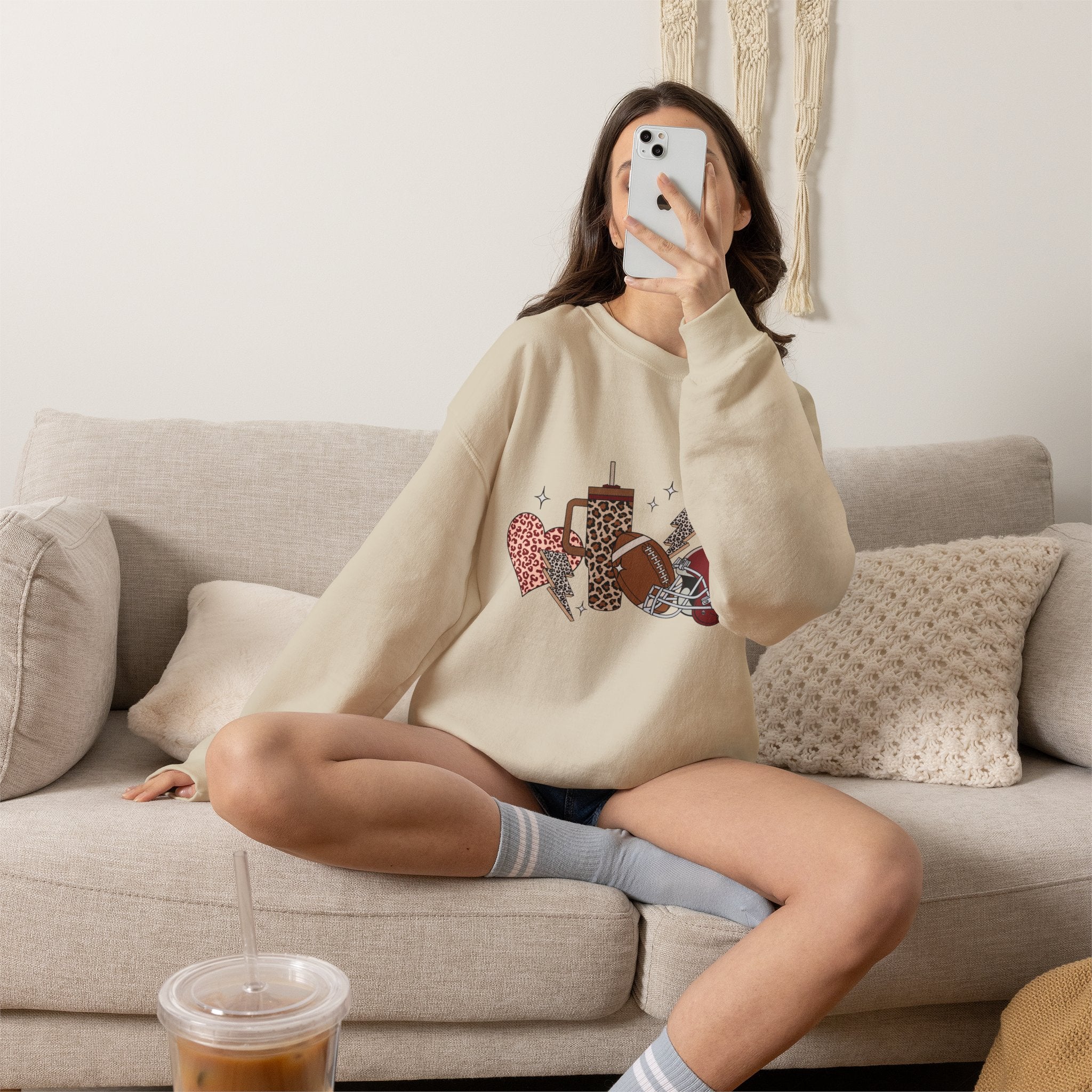 Heart & Lightning Graphic Sweatshirt — Leopard, Plaid & Red Heart Crewneck