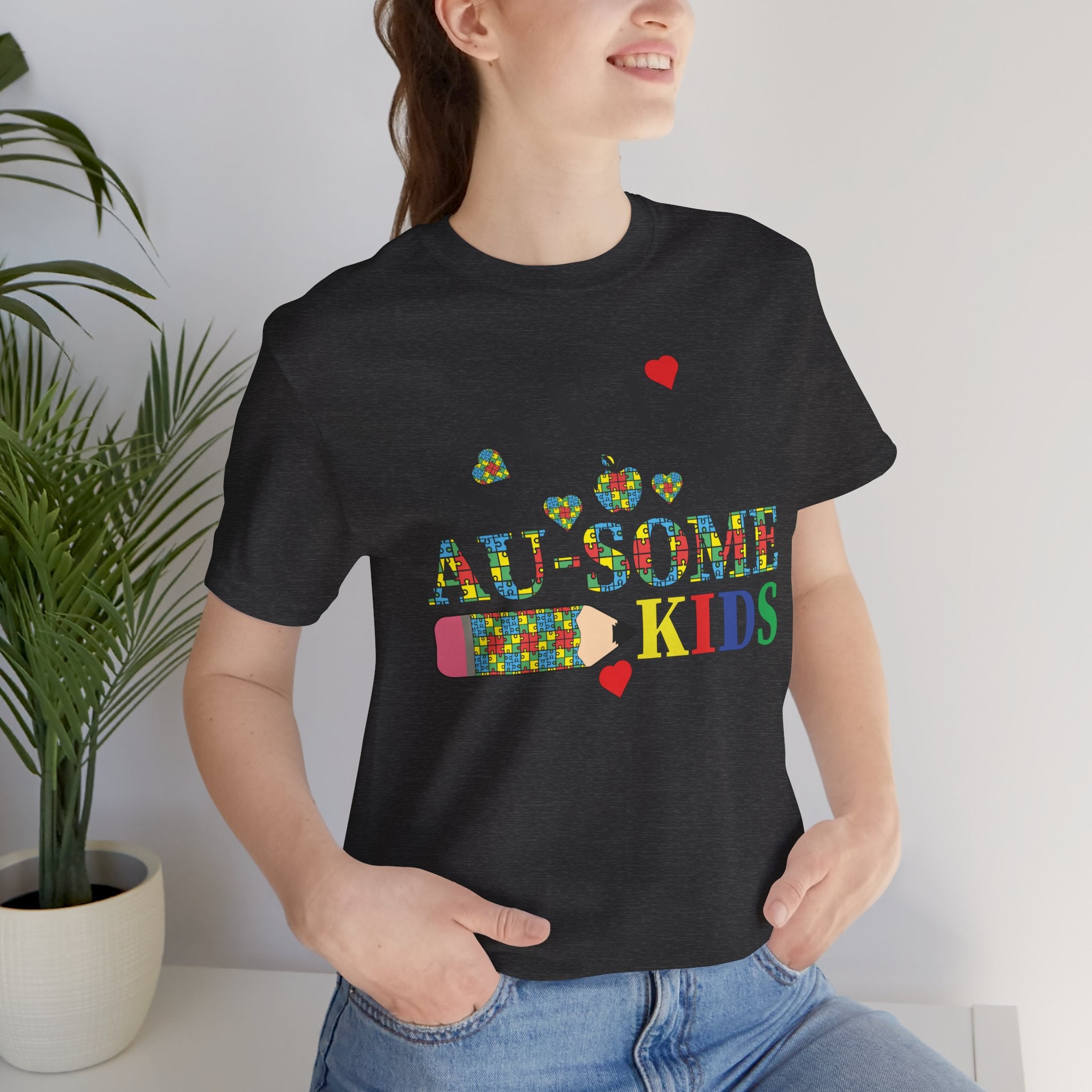 I Teach Awesome Kids T-Shirt — Colorful Autism Awareness Teacher Tee