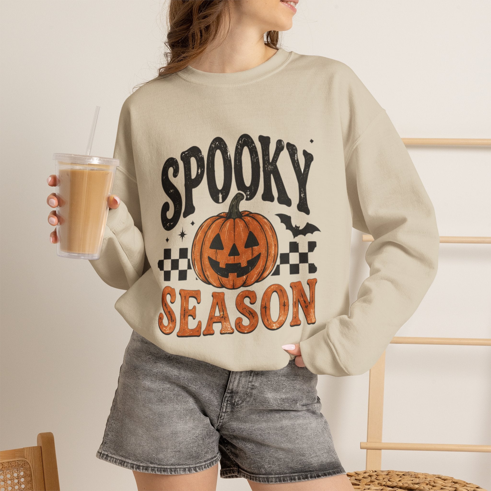 Spooky Season Sweatshirt — Pumpkin Jack-O'-Lantern Halloween Crewneck