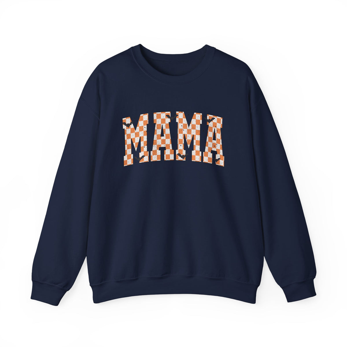 Mama Checkerboard Halloween Sweatshirt – Retro Orange Plaid Mama Pullover