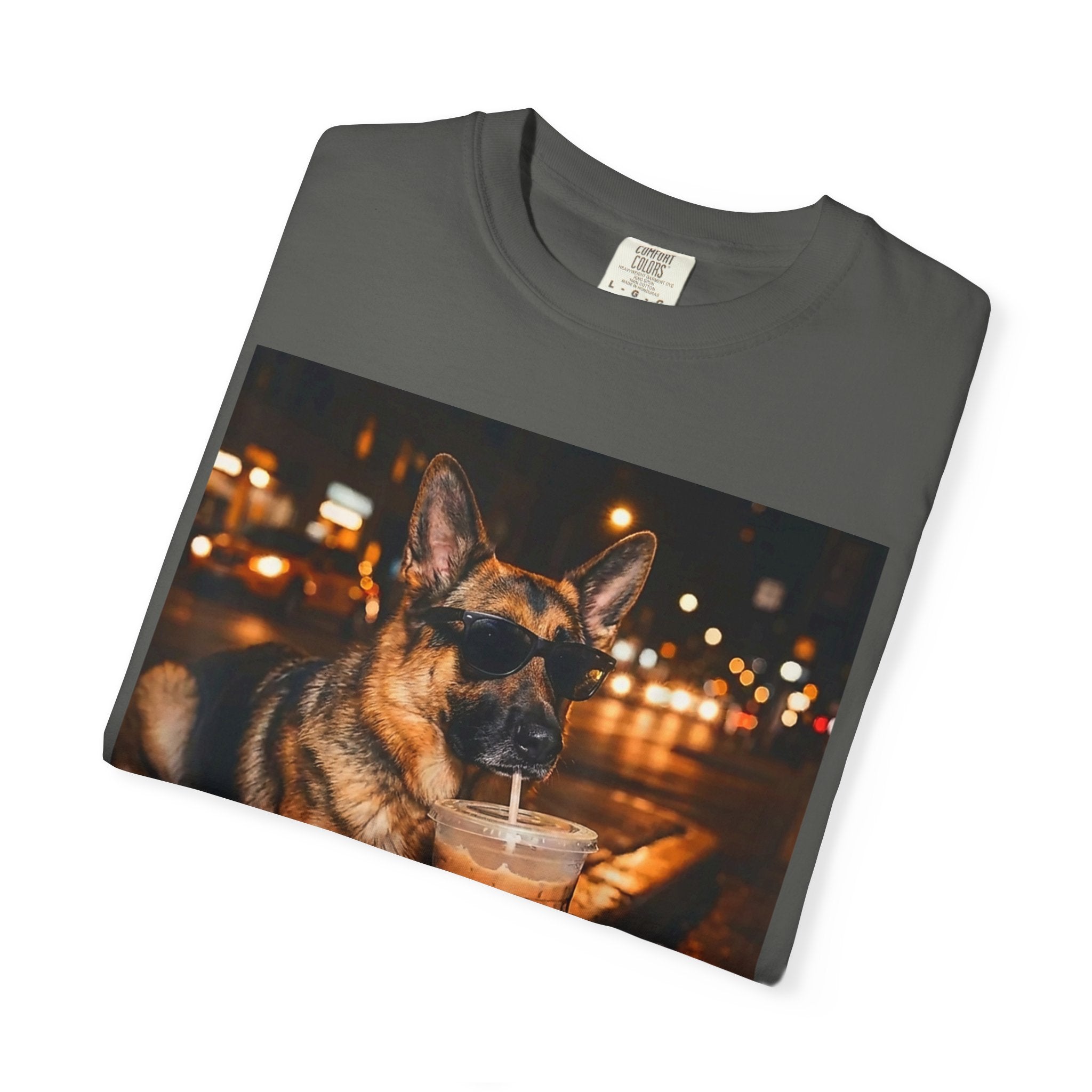 German Shepherd & Iced Coffee Photo T-Shirt — Dog
