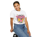 Teacher Floral Bow T‑Shirt — Cute Checkerboard & Heart Design for Educators
