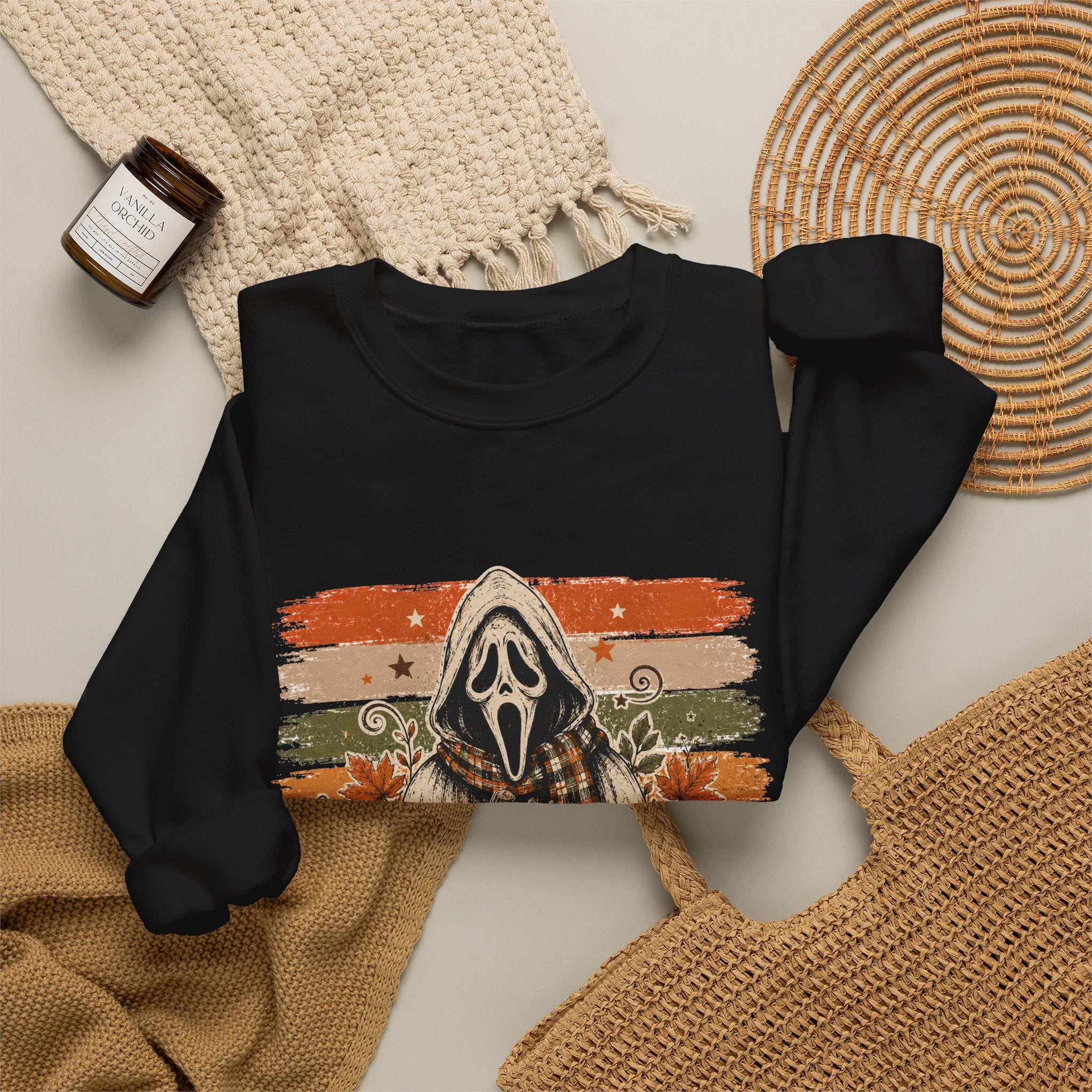 Halloween Scream Crewneck Sweatshirt — Ghost Face Pumpkin Design