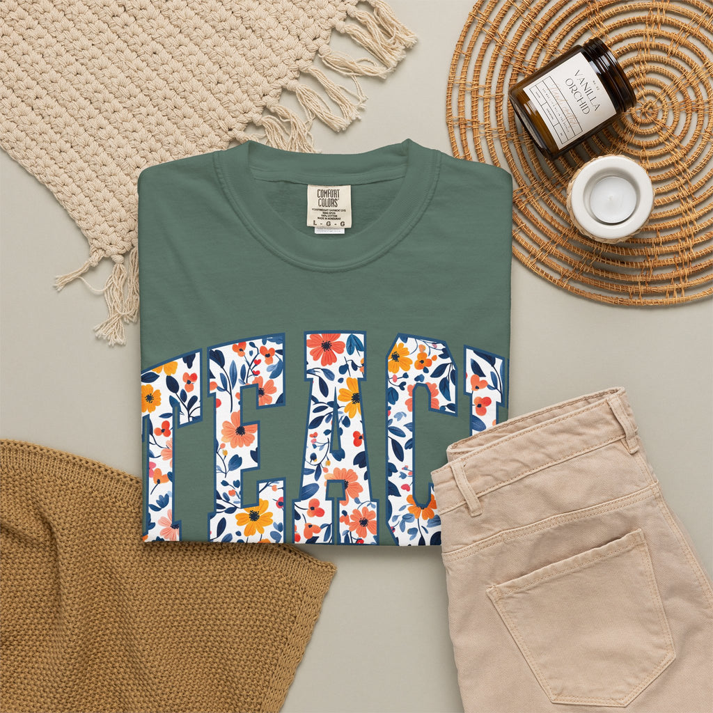 Teach Floral T‑Shirt — Floral Pattern TEACH Teacher Appreciation Gift