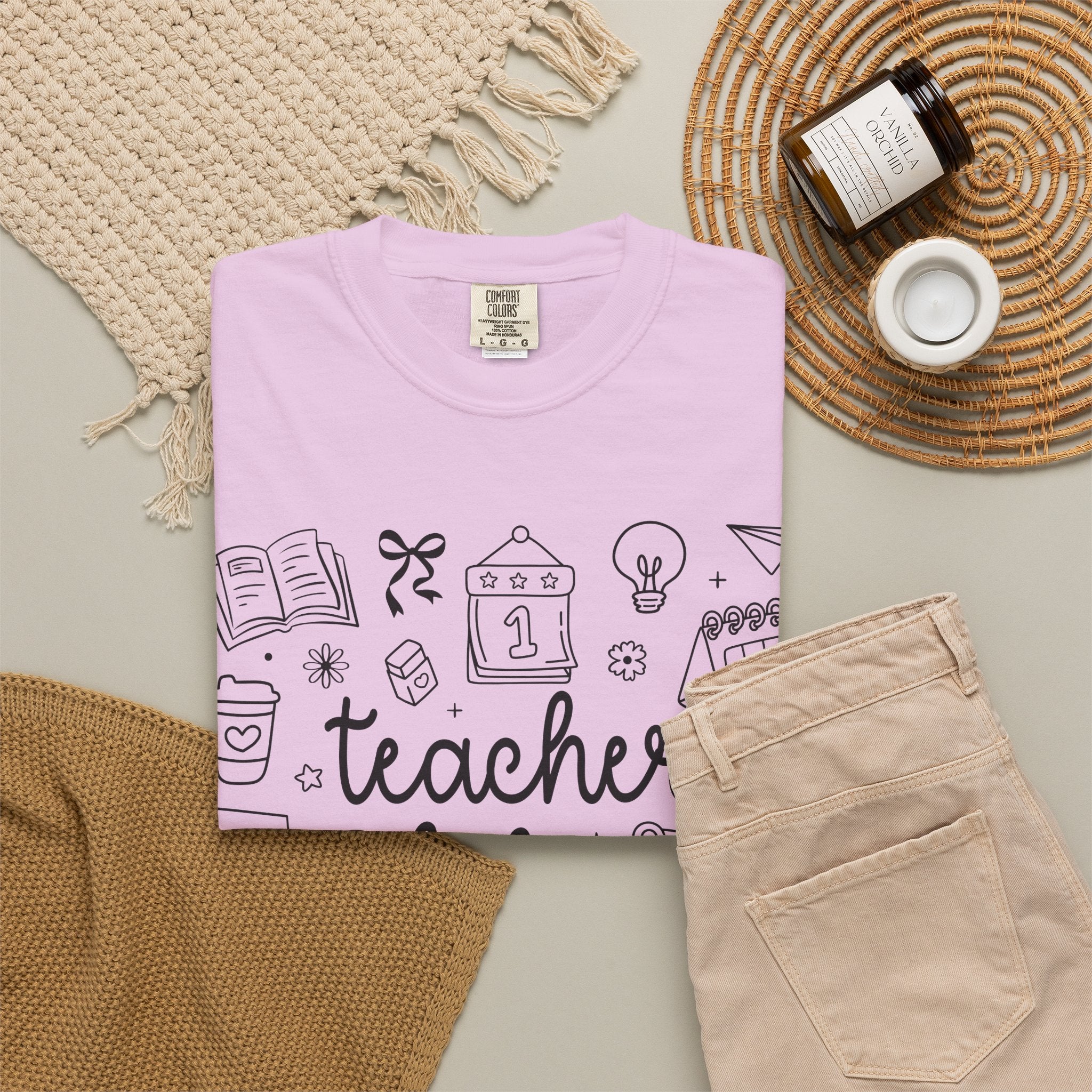 Teacher Life T-Shirt — School Supplies Sketch Graphic Tee