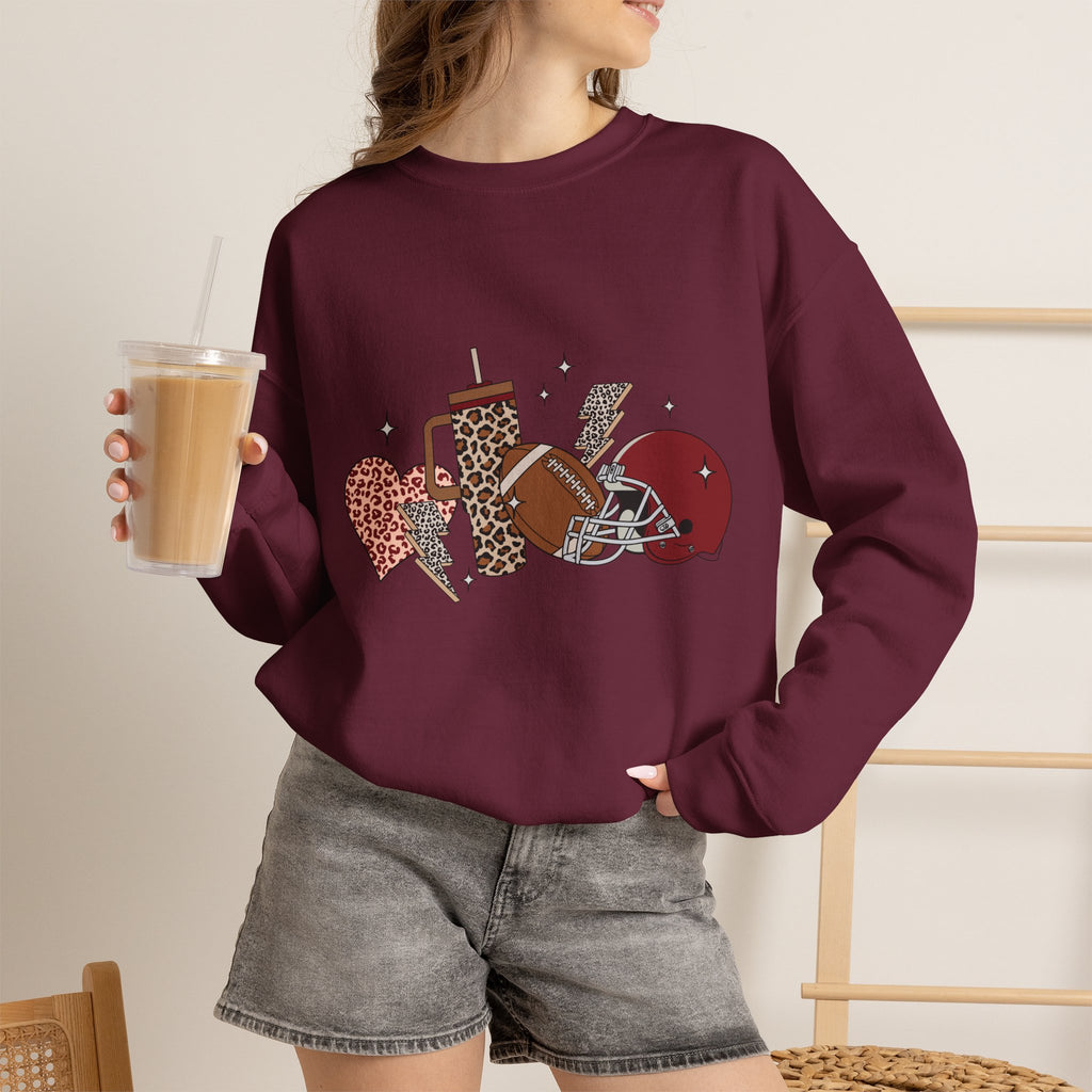 Heart & Lightning Graphic Sweatshirt — Leopard, Plaid & Red Heart Crewneck