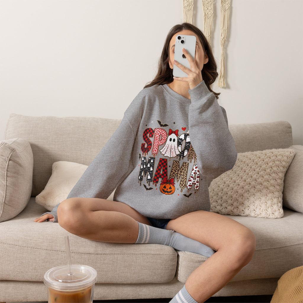 Spooky Mama Sweatshirt — Halloween Ghost Pumpkin Crewneck