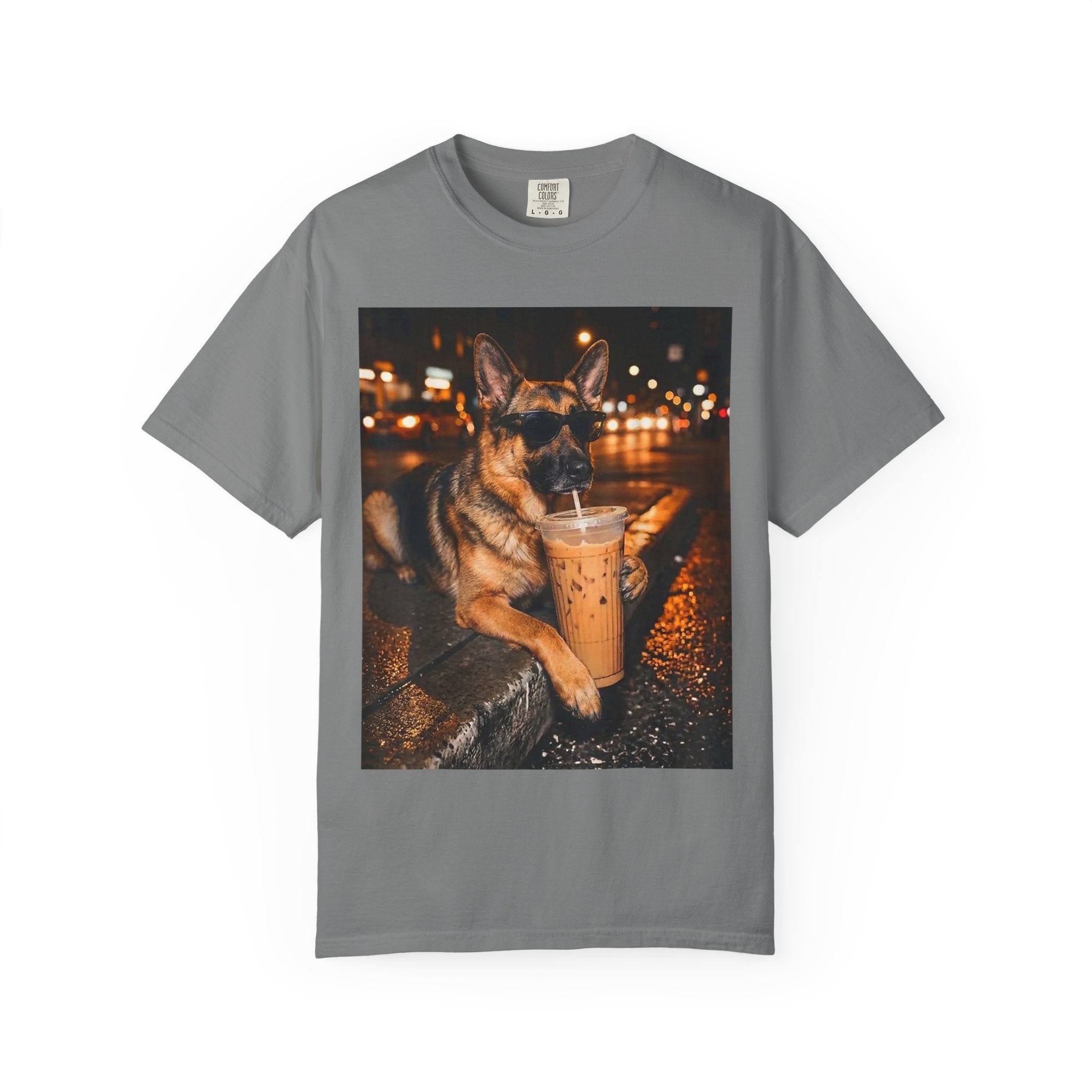 German Shepherd & Iced Coffee Photo T-Shirt — Dog
