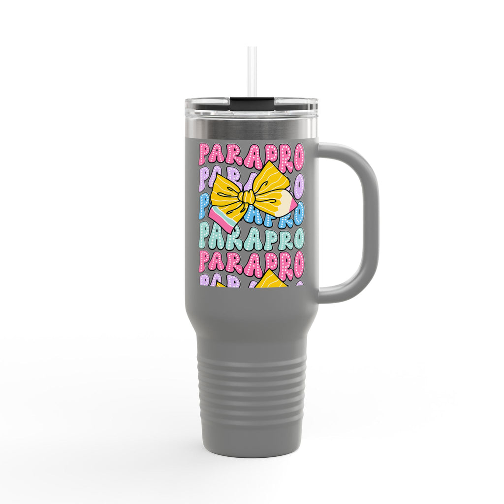 40oz Insulated Travel Mug — Colorful 'PARA' Pattern with Bow Design