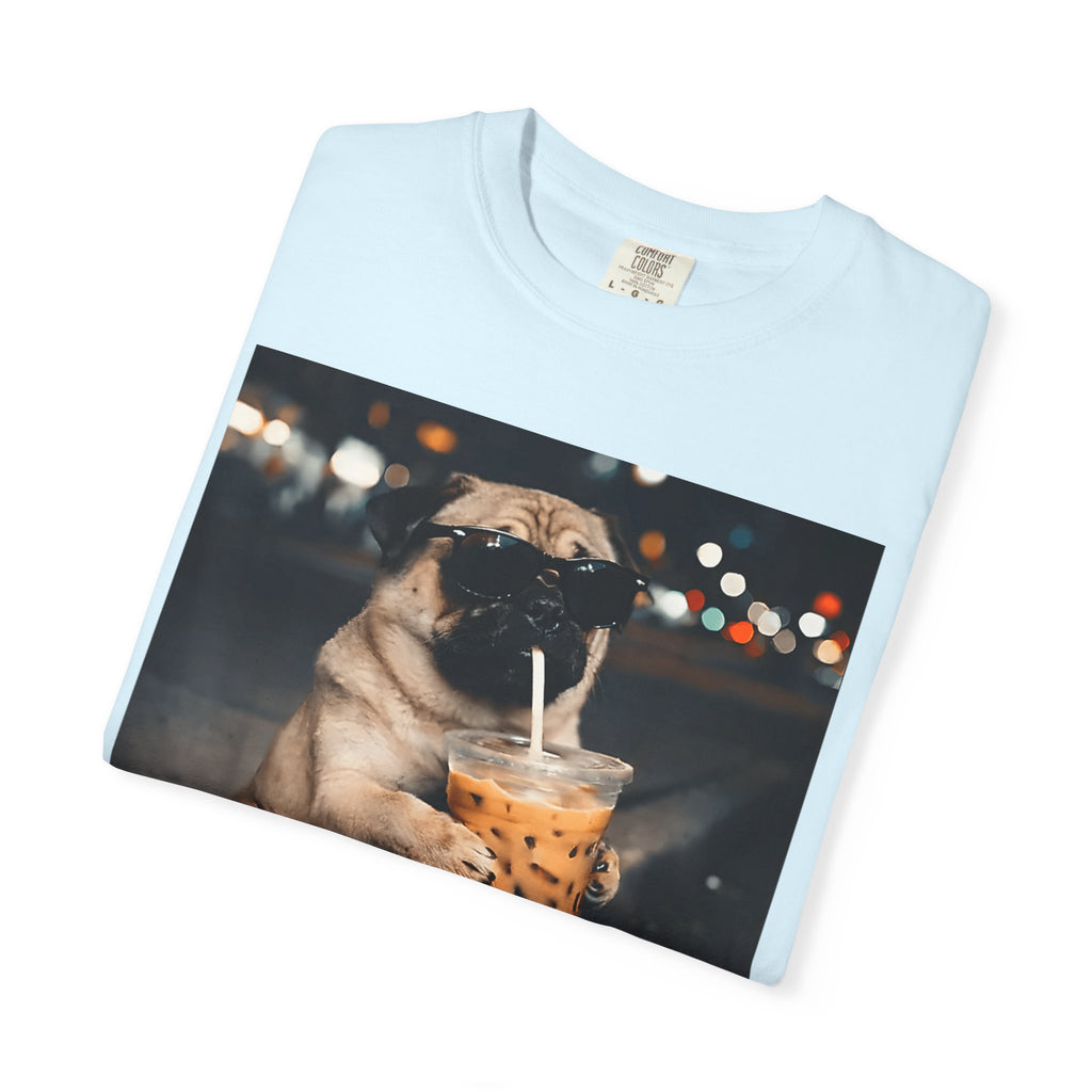 Pug Drinking Boba T‑Shirt — Cute Dog Bubble Tea Graphic Tee