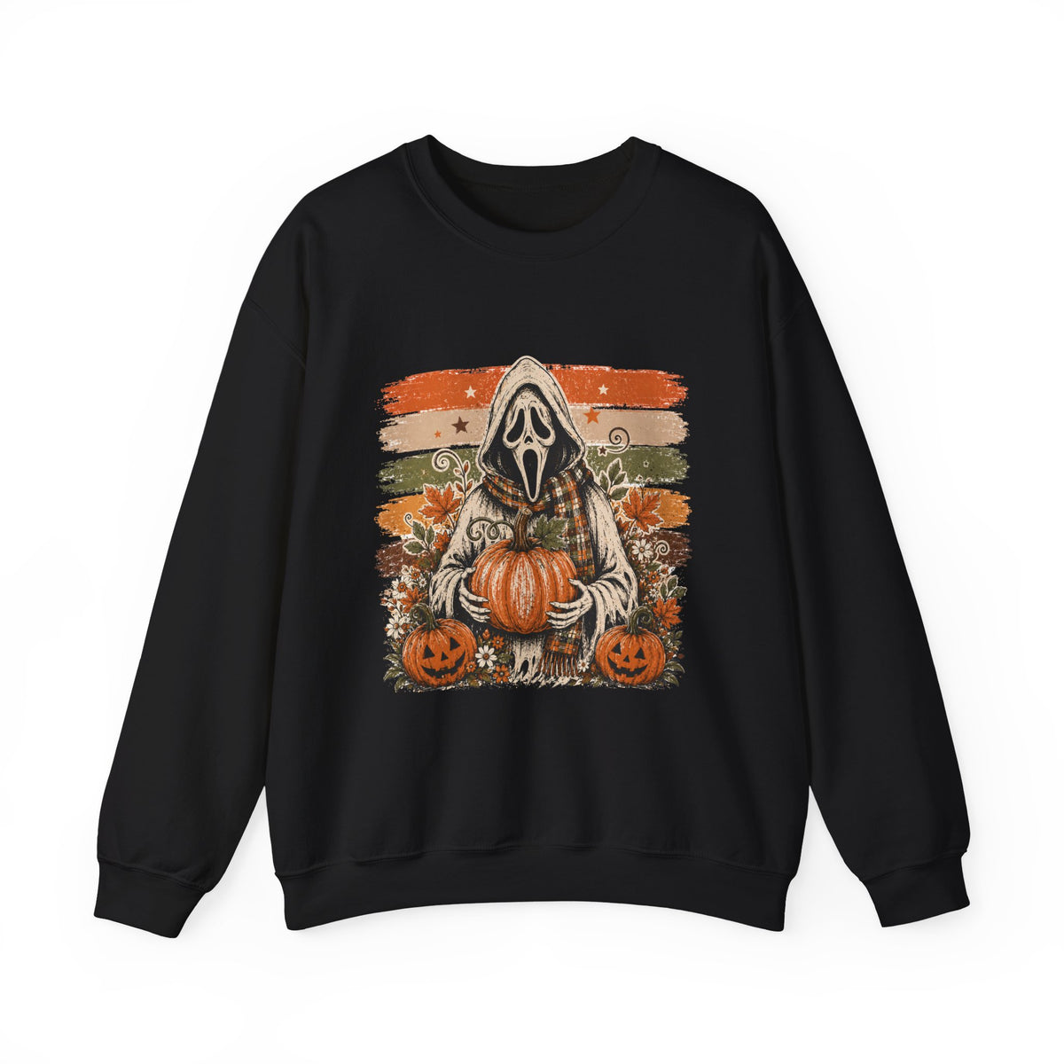 Halloween Scream Crewneck Sweatshirt — Ghost Face Pumpkin Design
