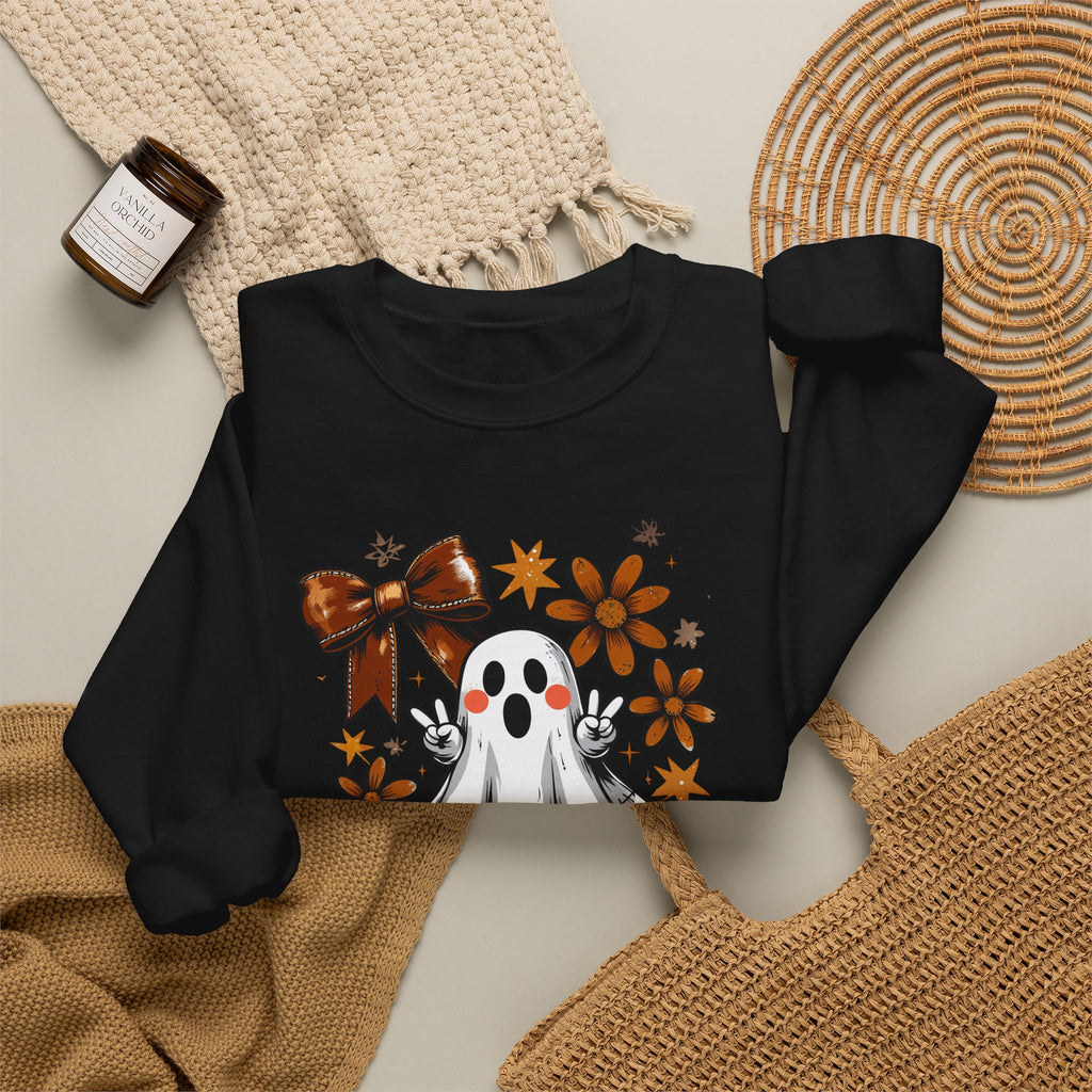 Football Ghost Crewneck Sweatshirt – Cute Spooky Game Day Design