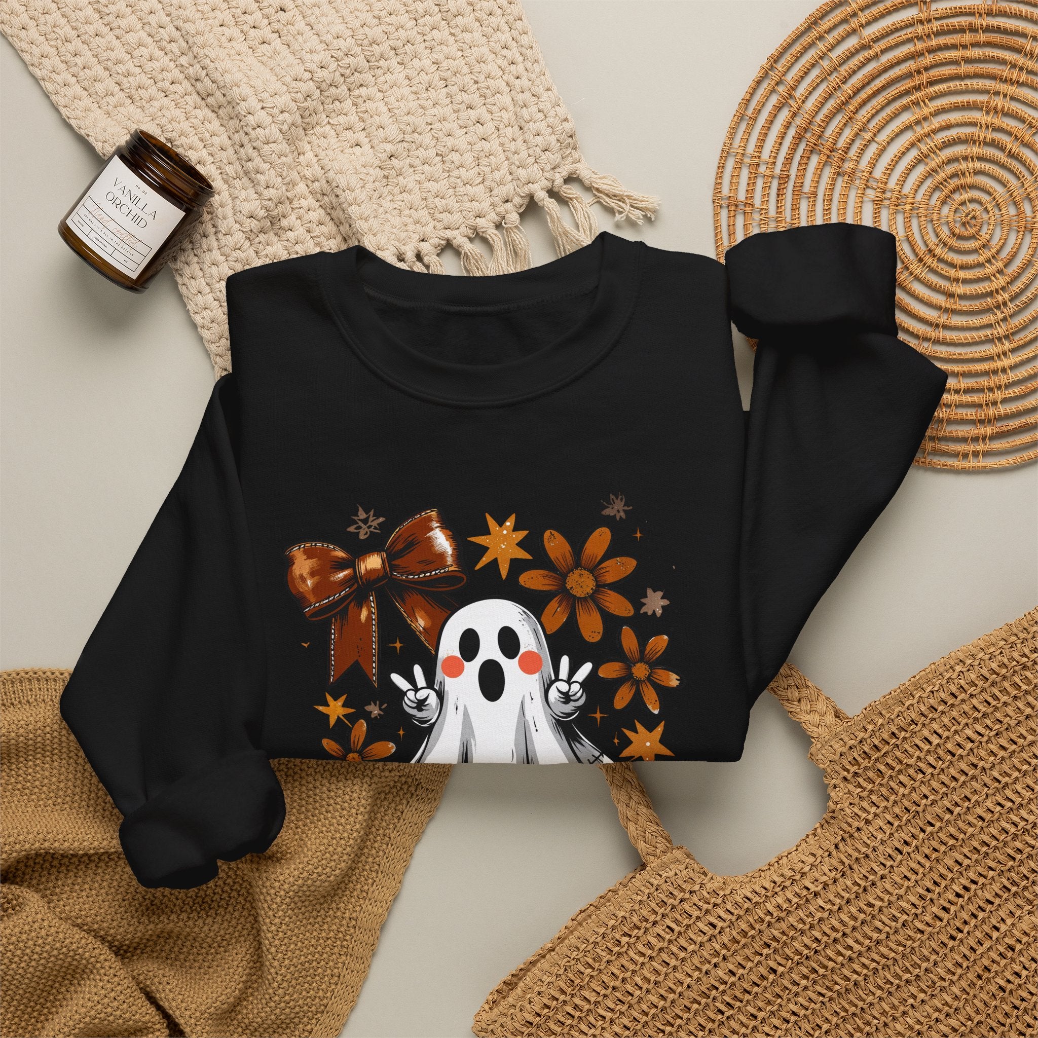 Football Ghost Crewneck Sweatshirt – Cute Spooky Game Day Design