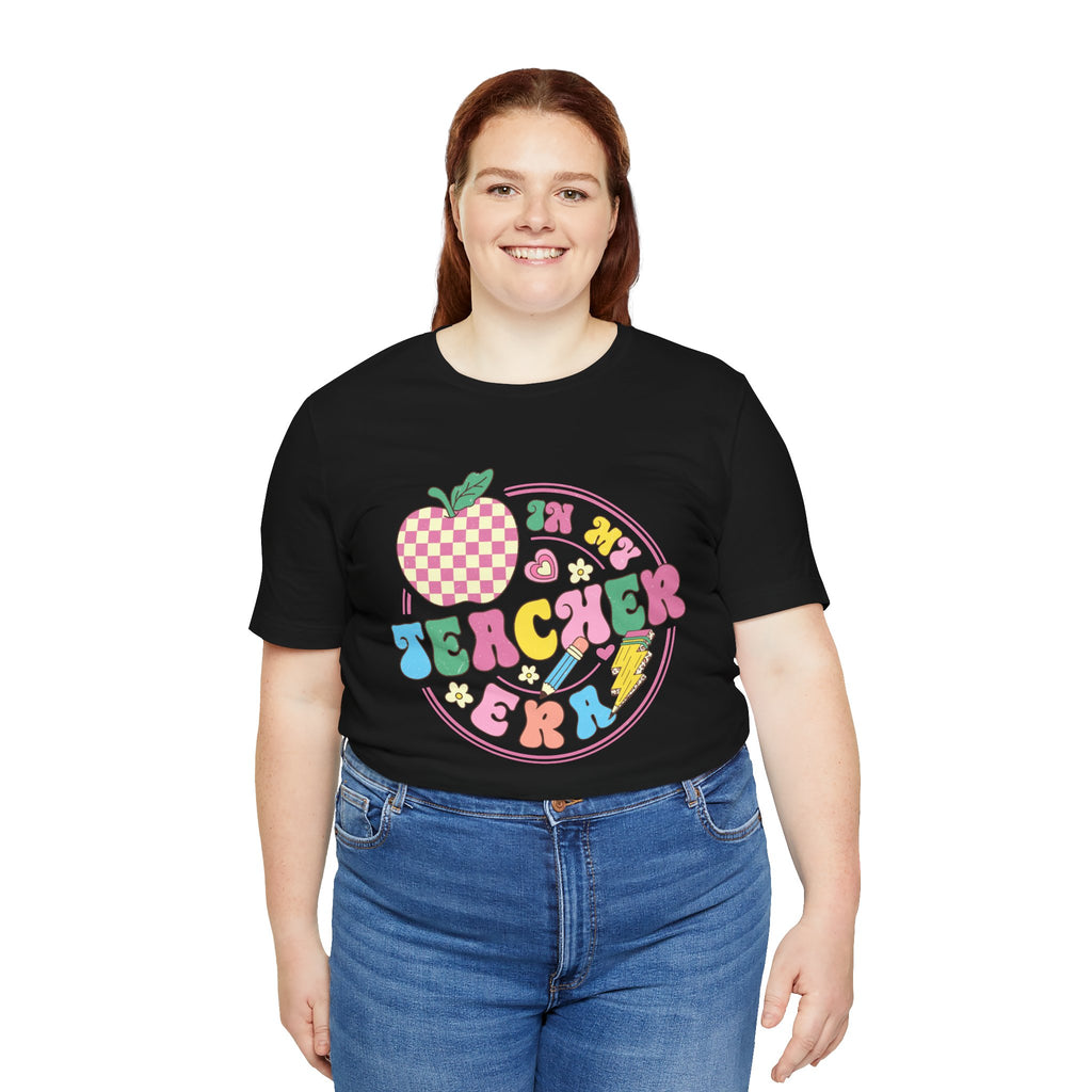 Teacher Vibes Tee — Cute Retro Apple Classroom Graphic T-Shirt