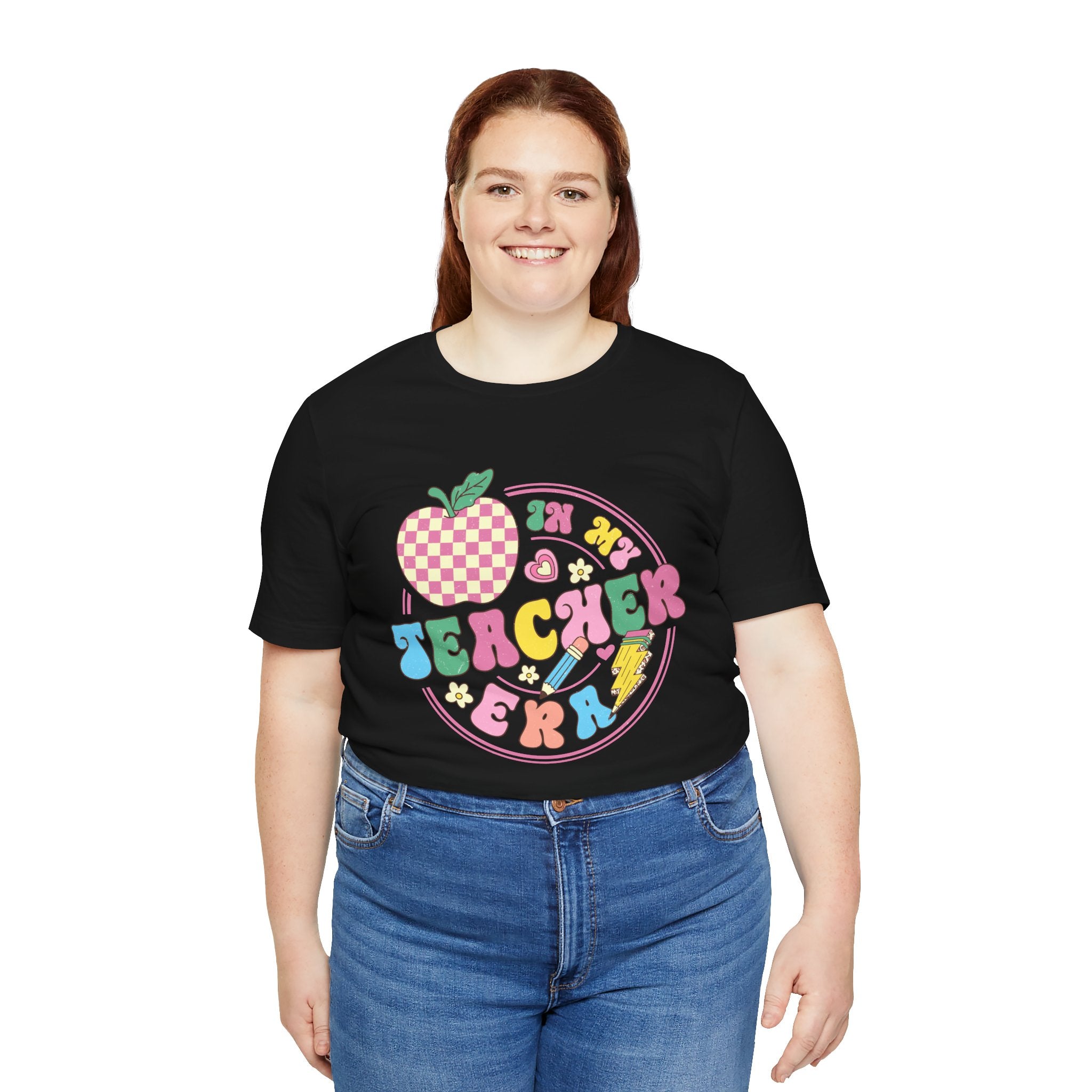 Teacher Vibes Tee — Cute Retro Apple Classroom Graphic T-Shirt