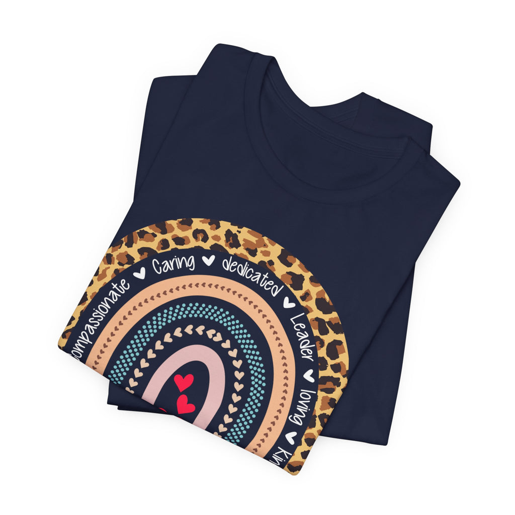 Leopard Rainbow Tee — Cute Pastel Heart Rainbow Graphic T-Shirt