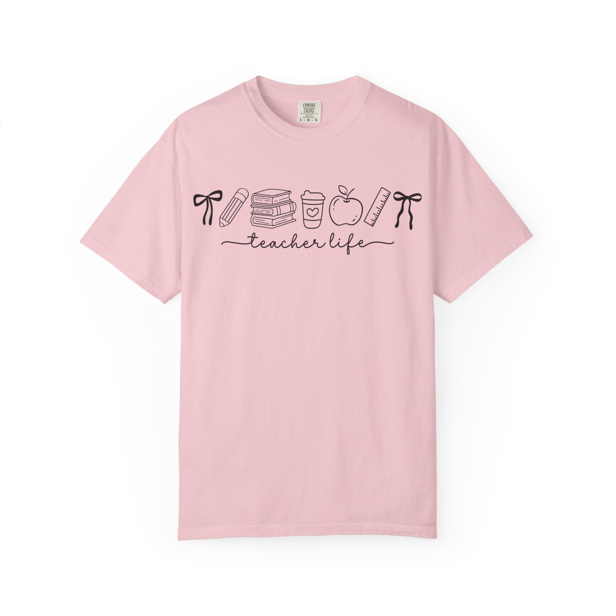 Teacher Life Tee — Minimalist Apple, Books & Coffee Graphic T-Shirt