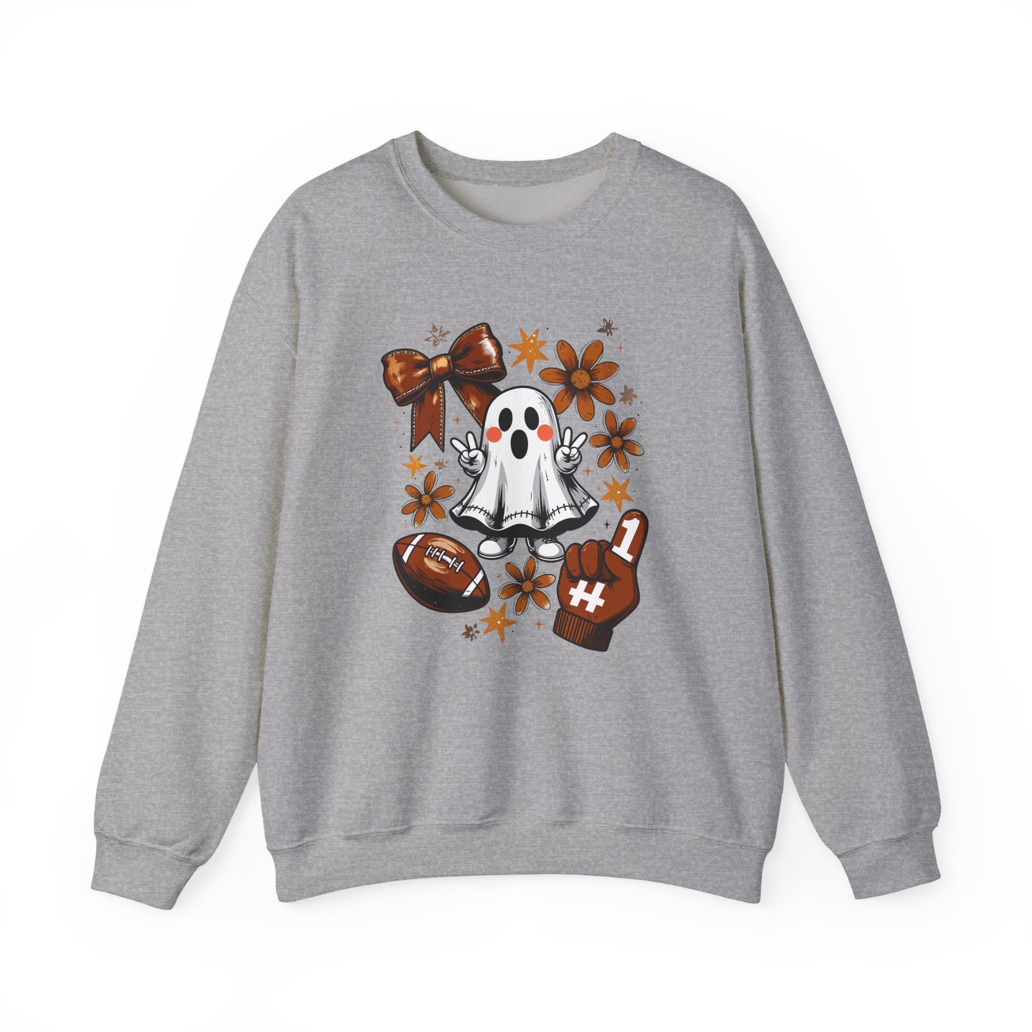 Football Ghost Crewneck Sweatshirt — Cute Halloween Game Day Shirt