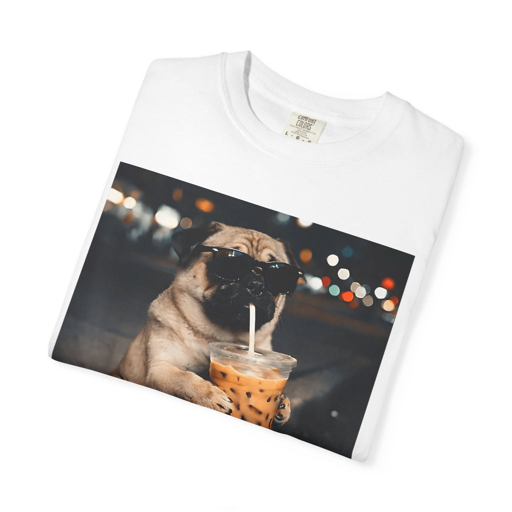 Pug Drinking Boba T‑Shirt — Cute Dog Bubble Tea Graphic Tee