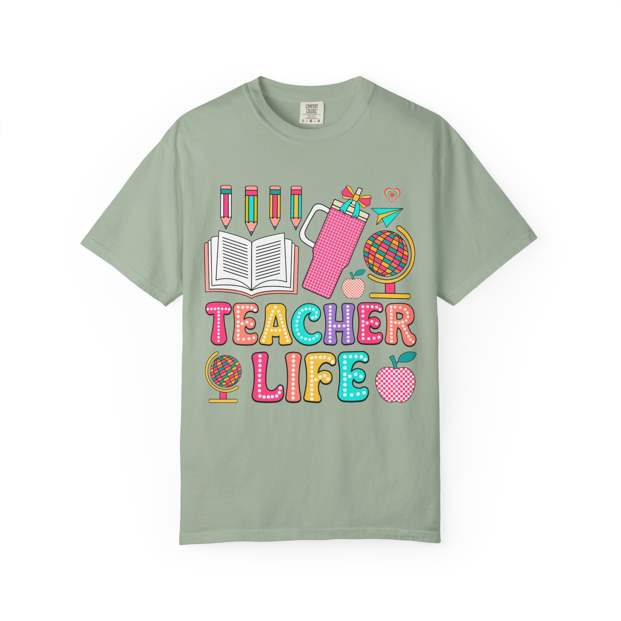 Teacher Life T-Shirt — Colorful School Supplies Graphic Tee