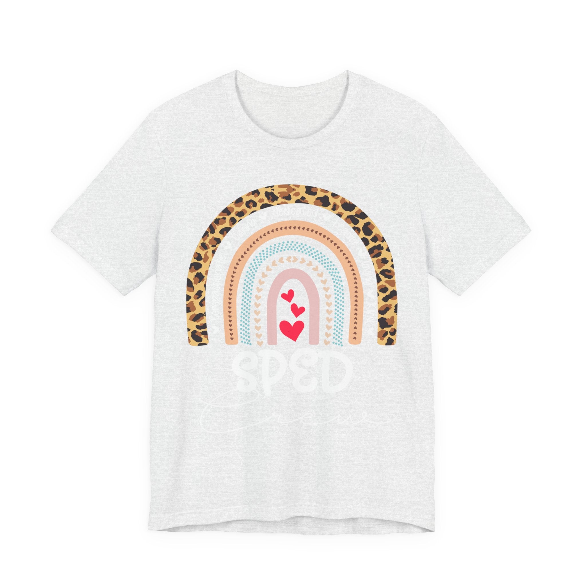 Leopard Rainbow Tee — Cute Pastel Heart Rainbow Graphic T-Shirt
