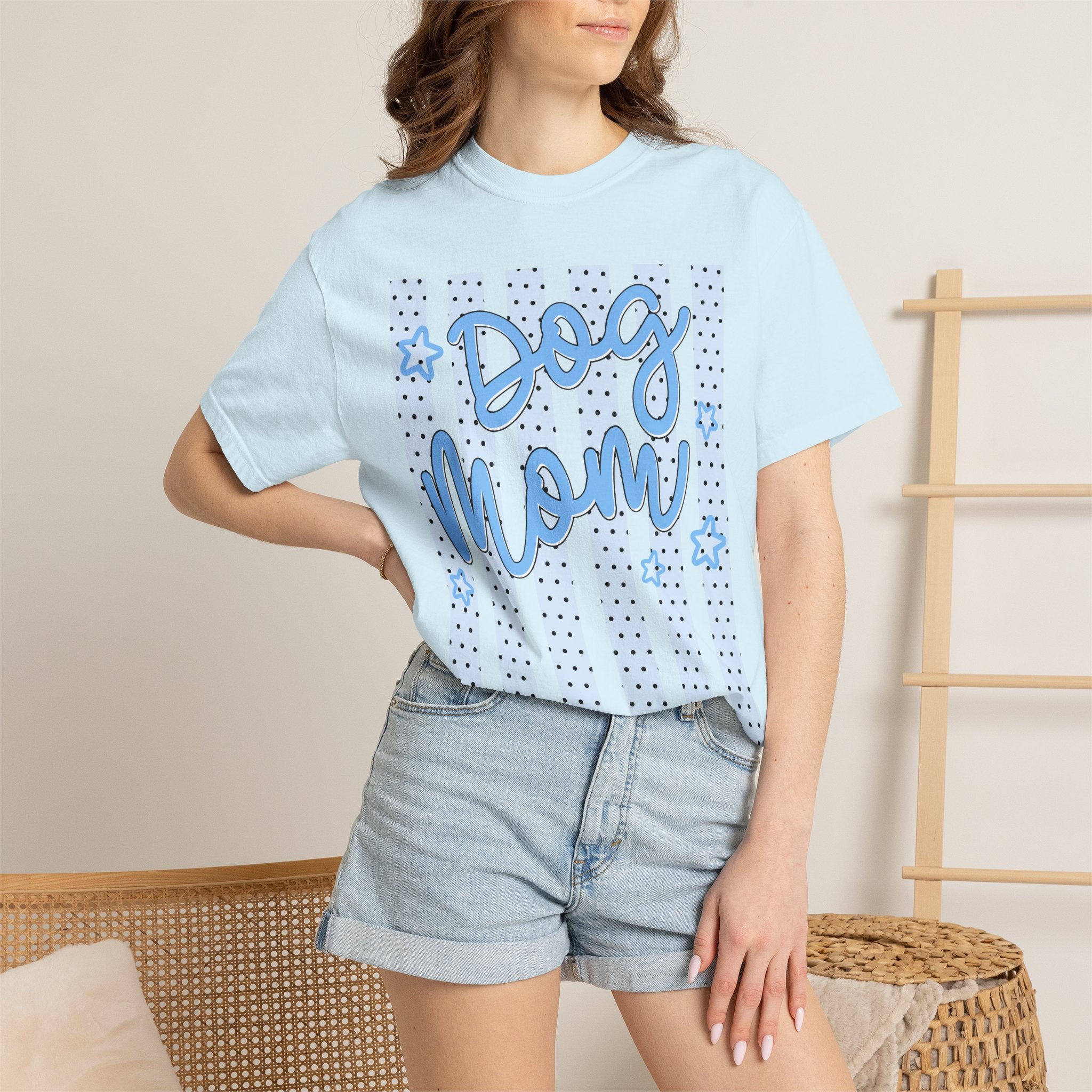 Dog Mom T-Shirt – Blue Stars & Stripes Pet Mom Tee