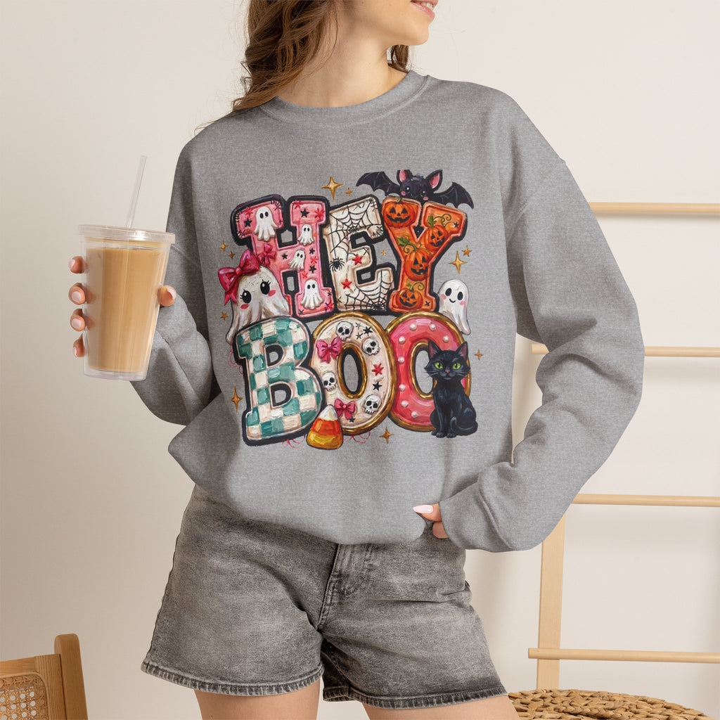 Halloween 'Boo!' Crewneck Sweatshirt – Cute Ghosts & Candy Halloween Pullover