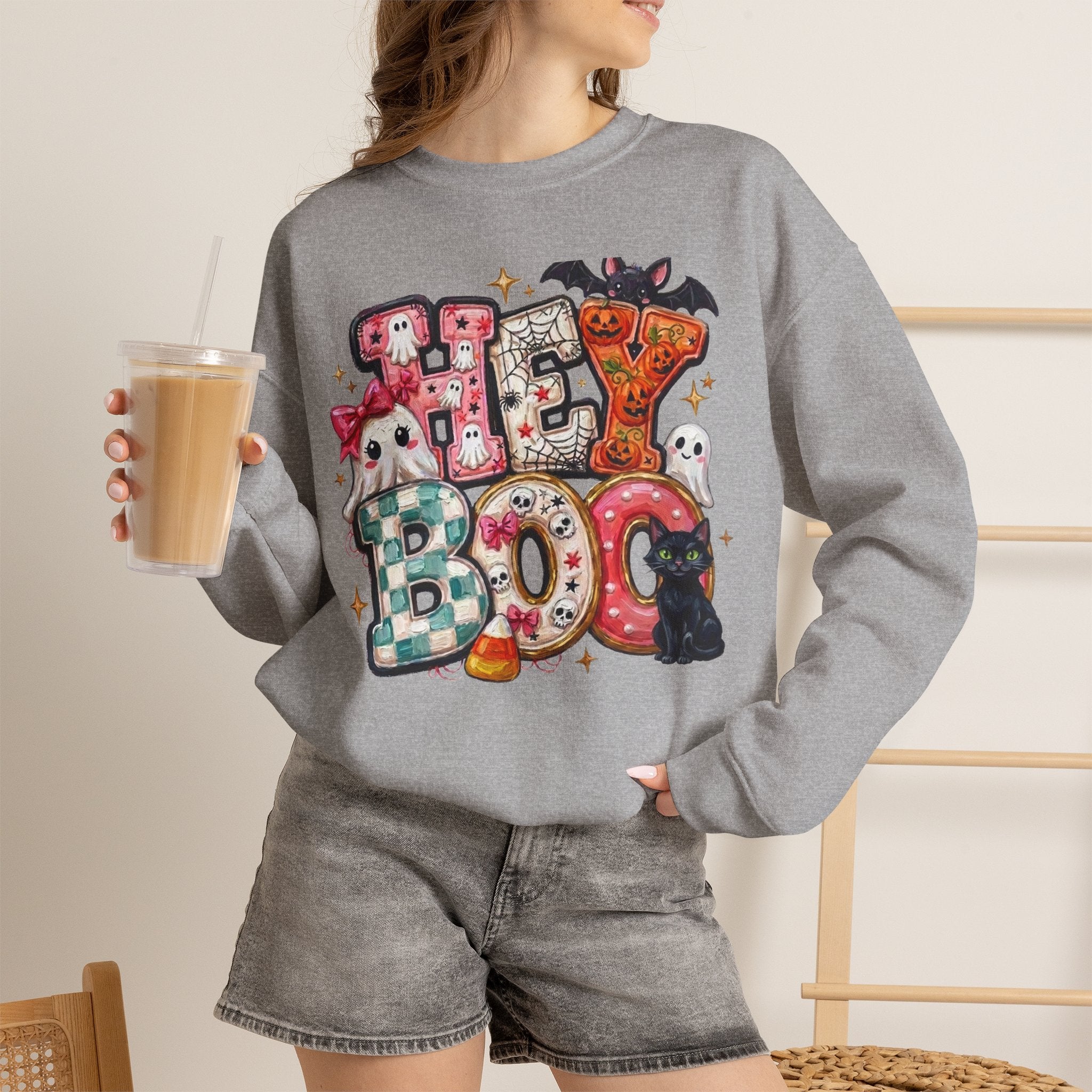 Halloween 'Boo!' Crewneck Sweatshirt – Cute Ghosts & Candy Halloween Pullover
