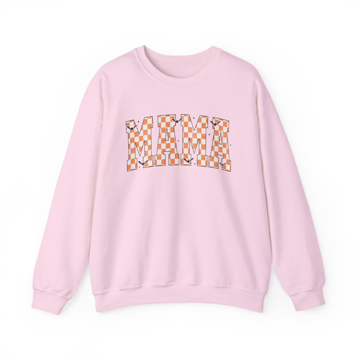 Mama Checkerboard Halloween Sweatshirt – Retro Orange Plaid Mama Pullover