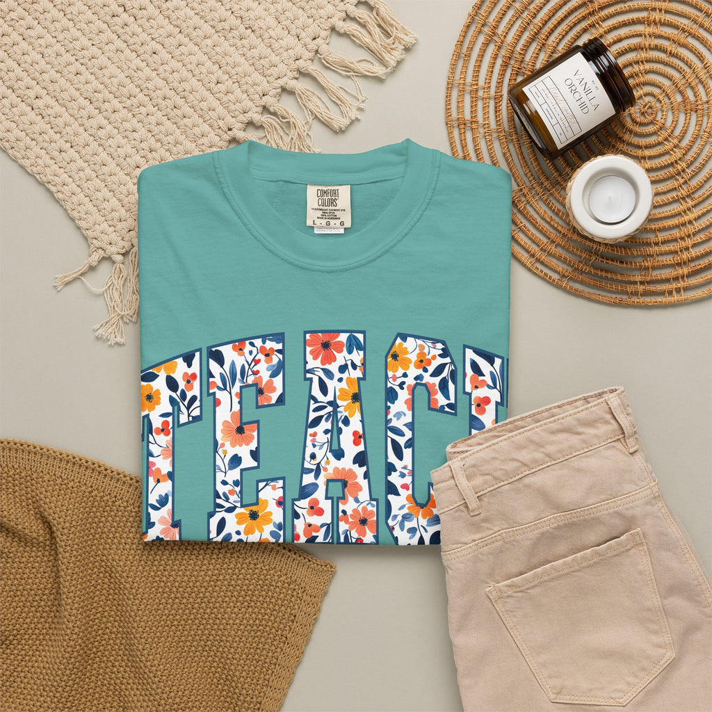 Teach Floral T‑Shirt — Floral Pattern TEACH Teacher Appreciation Gift