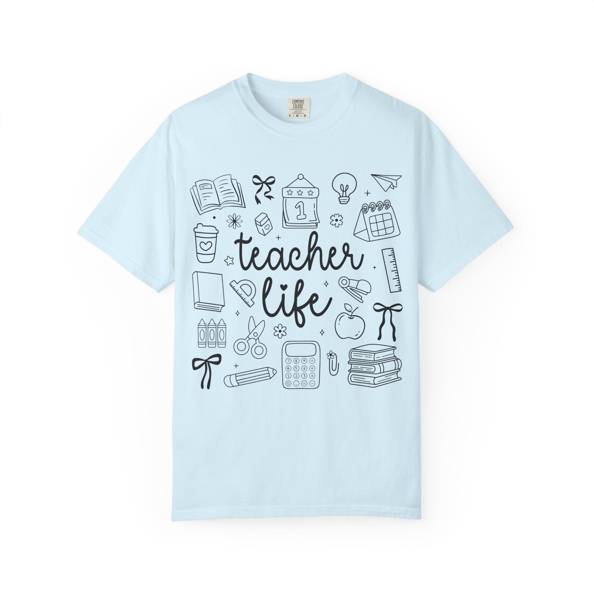 Teacher Life T-Shirt — School Supplies Sketch Graphic Tee