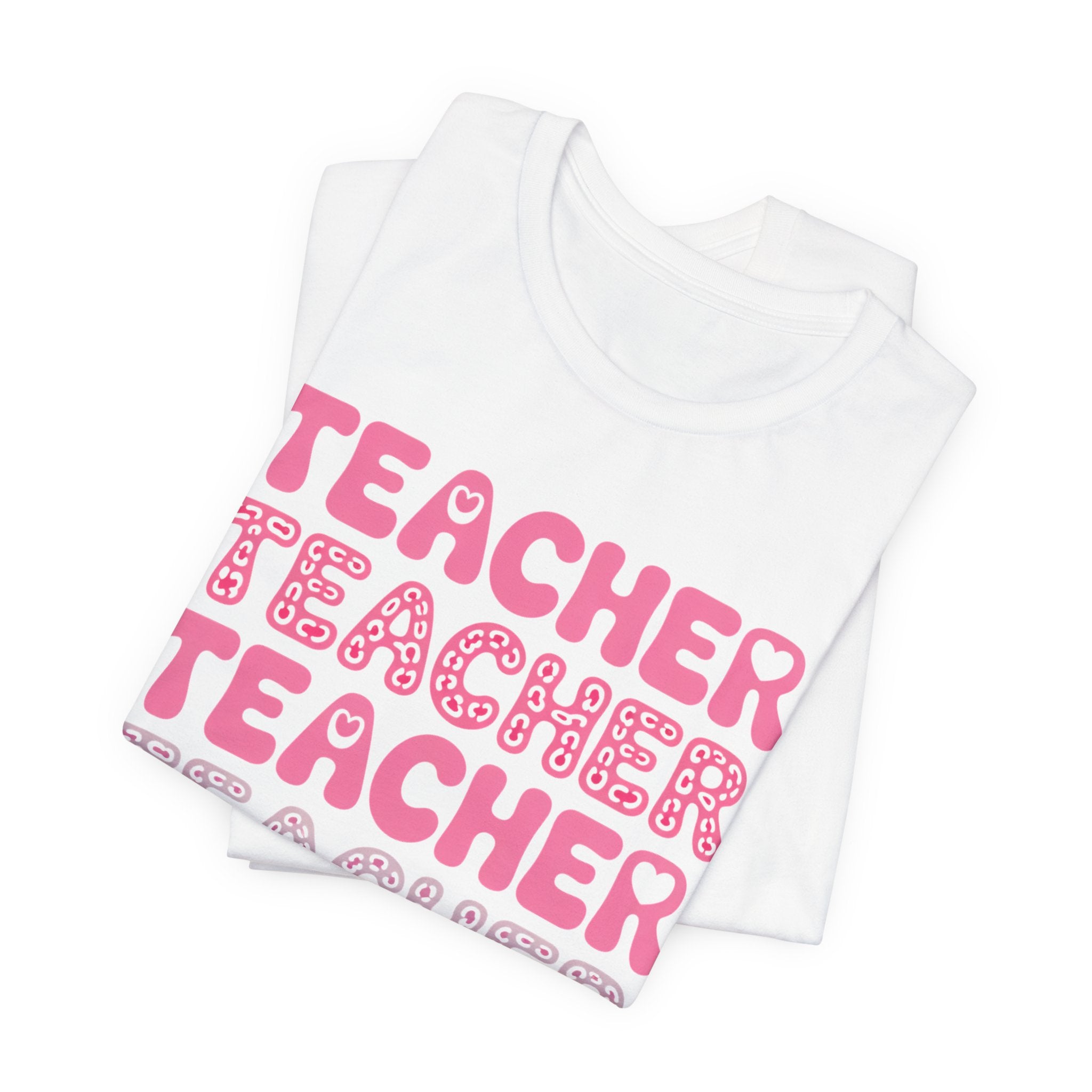 Teacher Repeating Pink Typography T‑Shirt