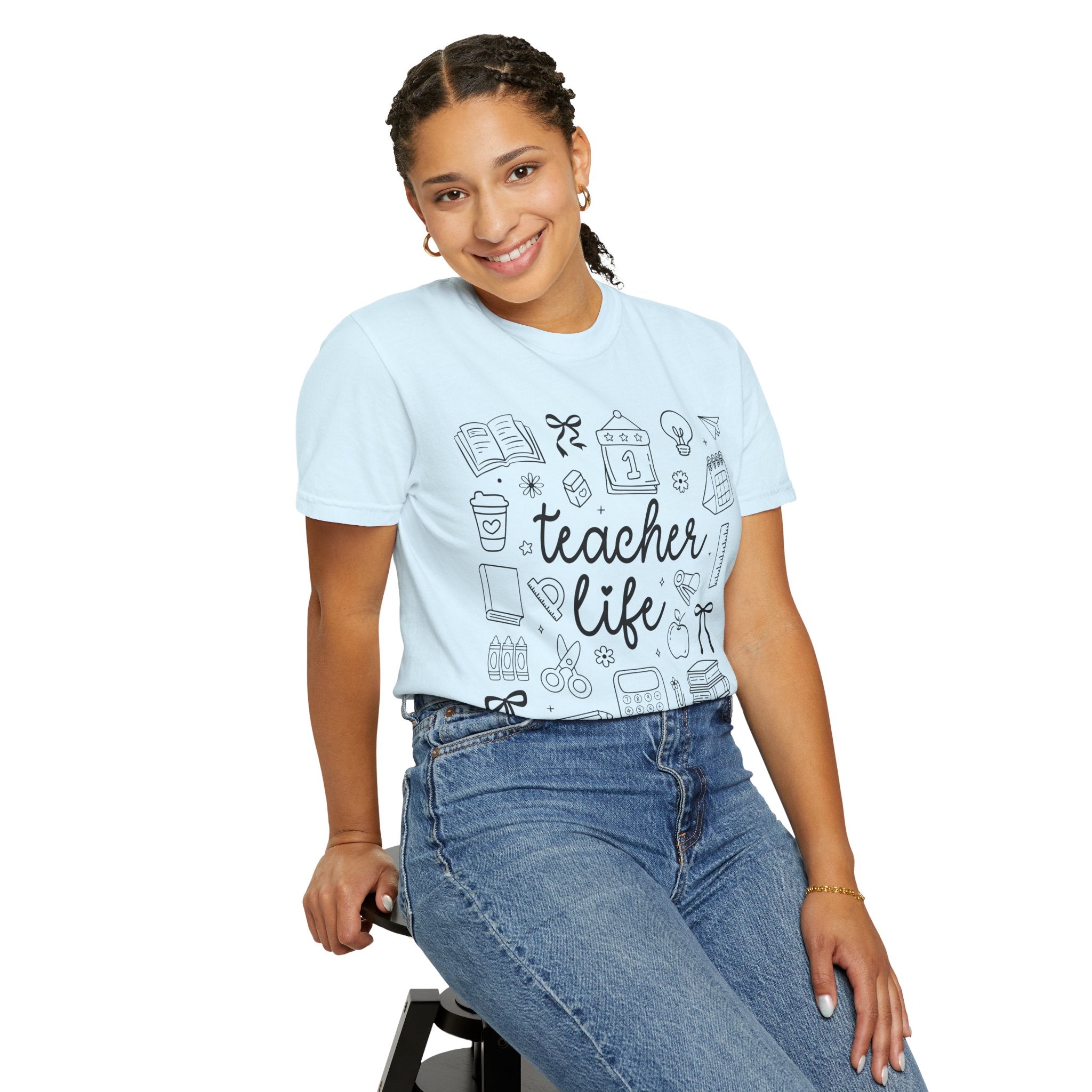 Teacher Life T-Shirt — School Supplies Sketch Graphic Tee