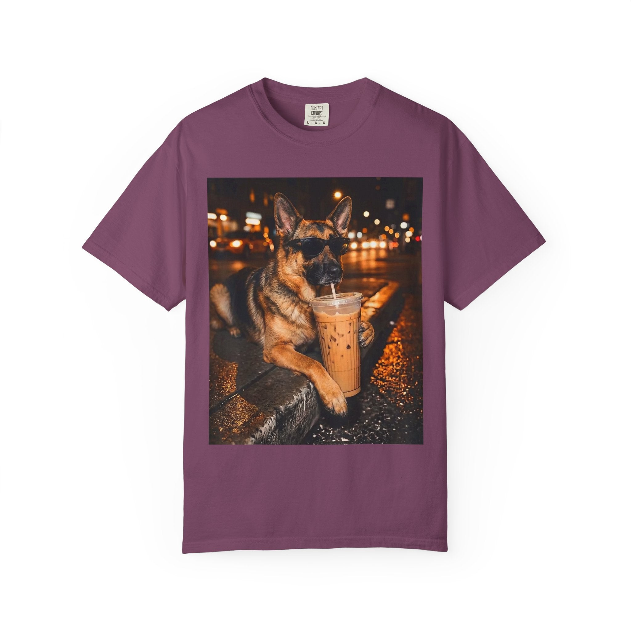 German Shepherd & Iced Coffee Photo T-Shirt — Dog