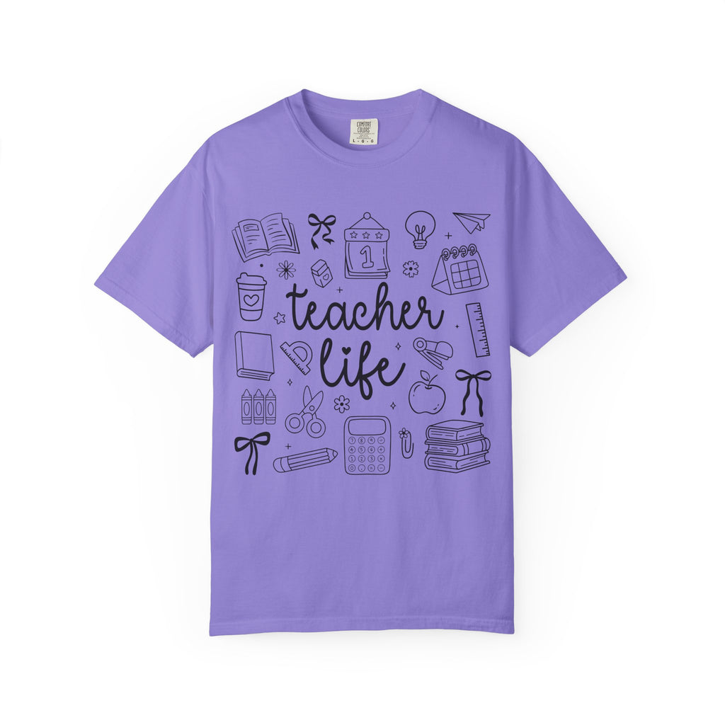Teacher Life T-Shirt — School Supplies Sketch Graphic Tee