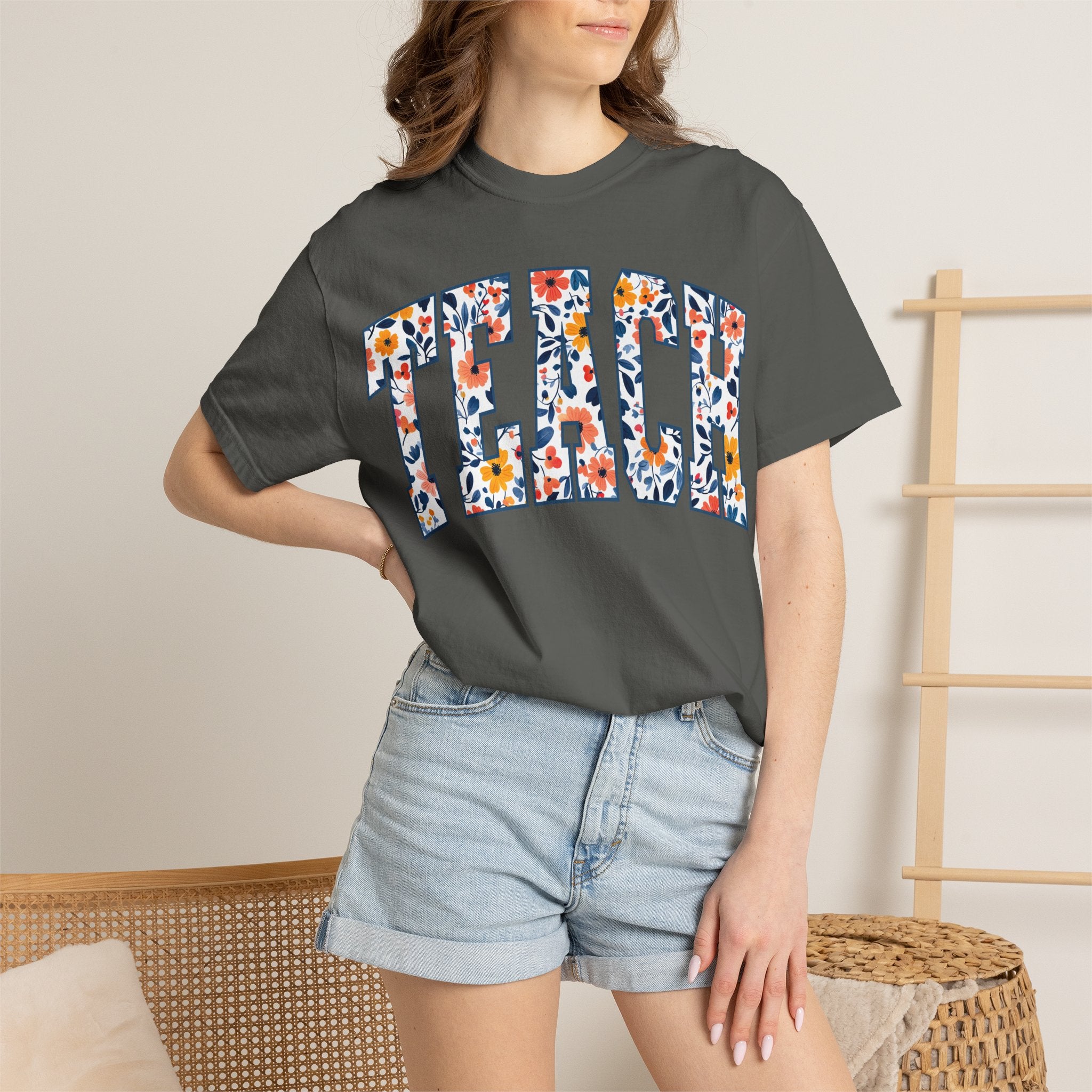 Teach Floral T‑Shirt — Floral Pattern TEACH Teacher Appreciation Gift