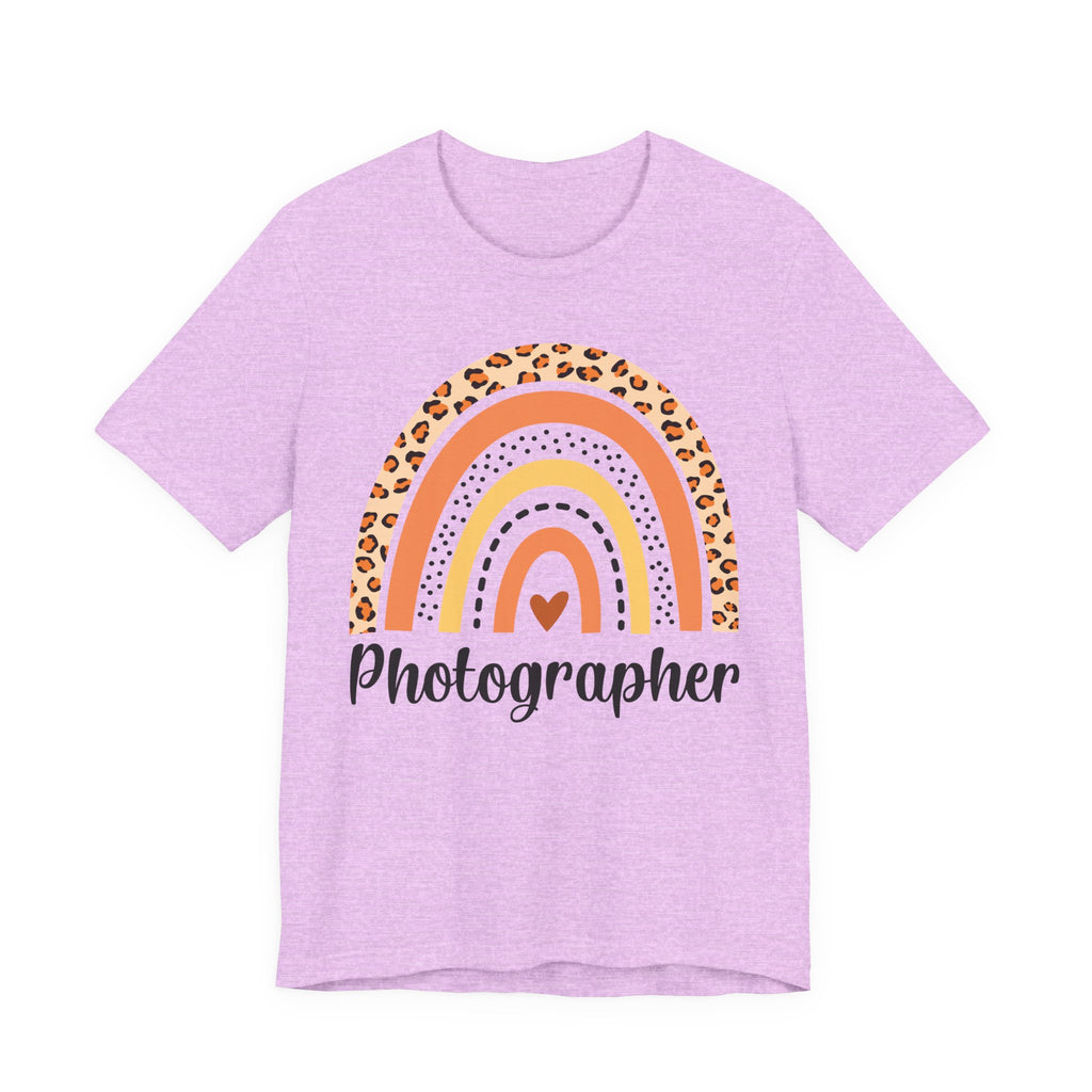 Photographer Rainbow Tee — Leopard Print Rainbow Graphic T-Shirt for Photographers