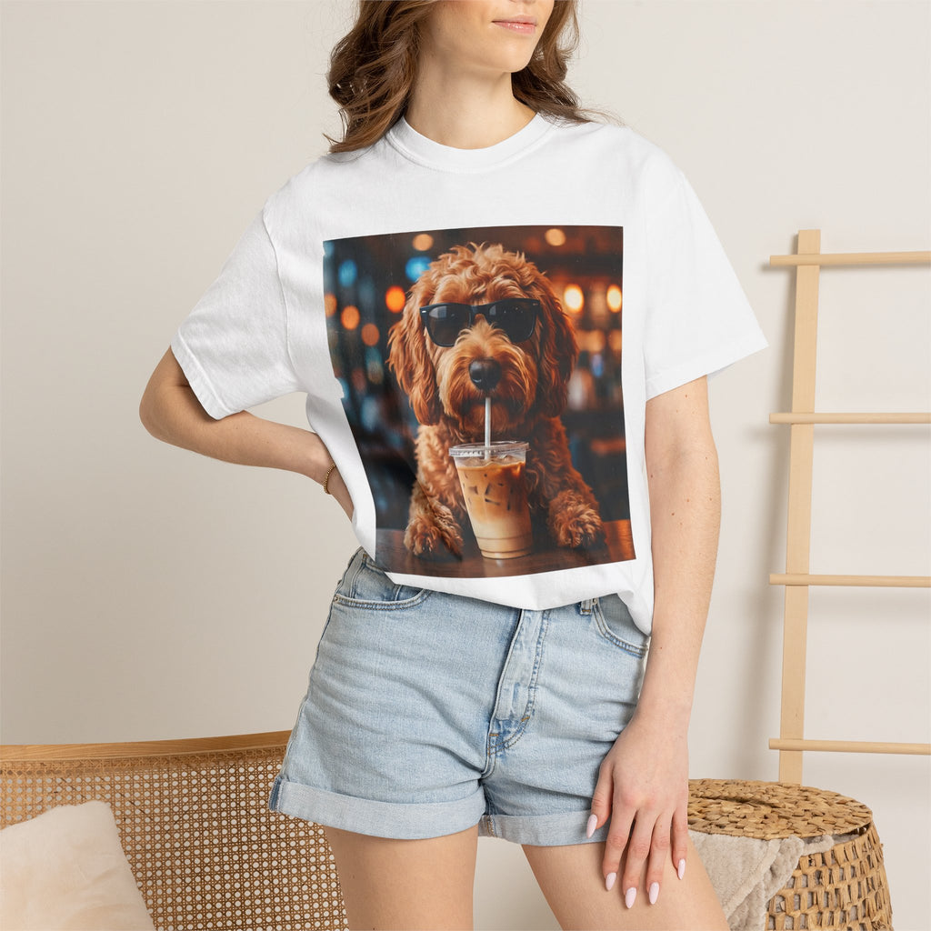 Cool Dog Drinking Iced Coffee T-Shirt