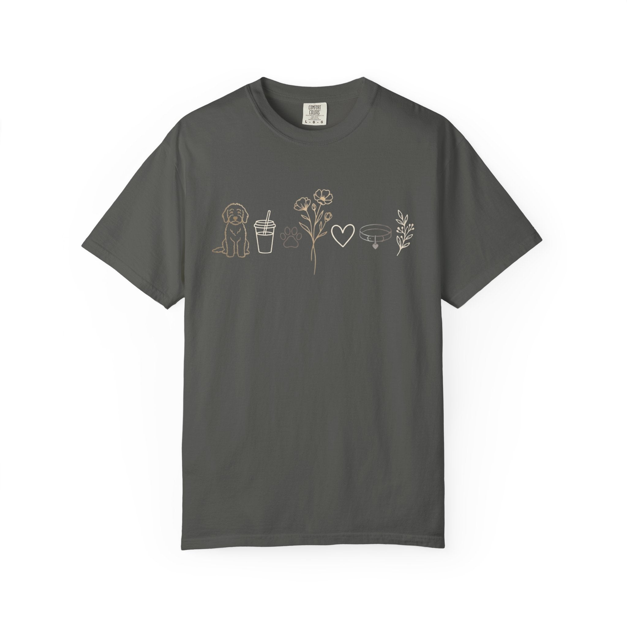 Doodle & Wildflower T-Shirt — Minimal Line Art Dog Tee