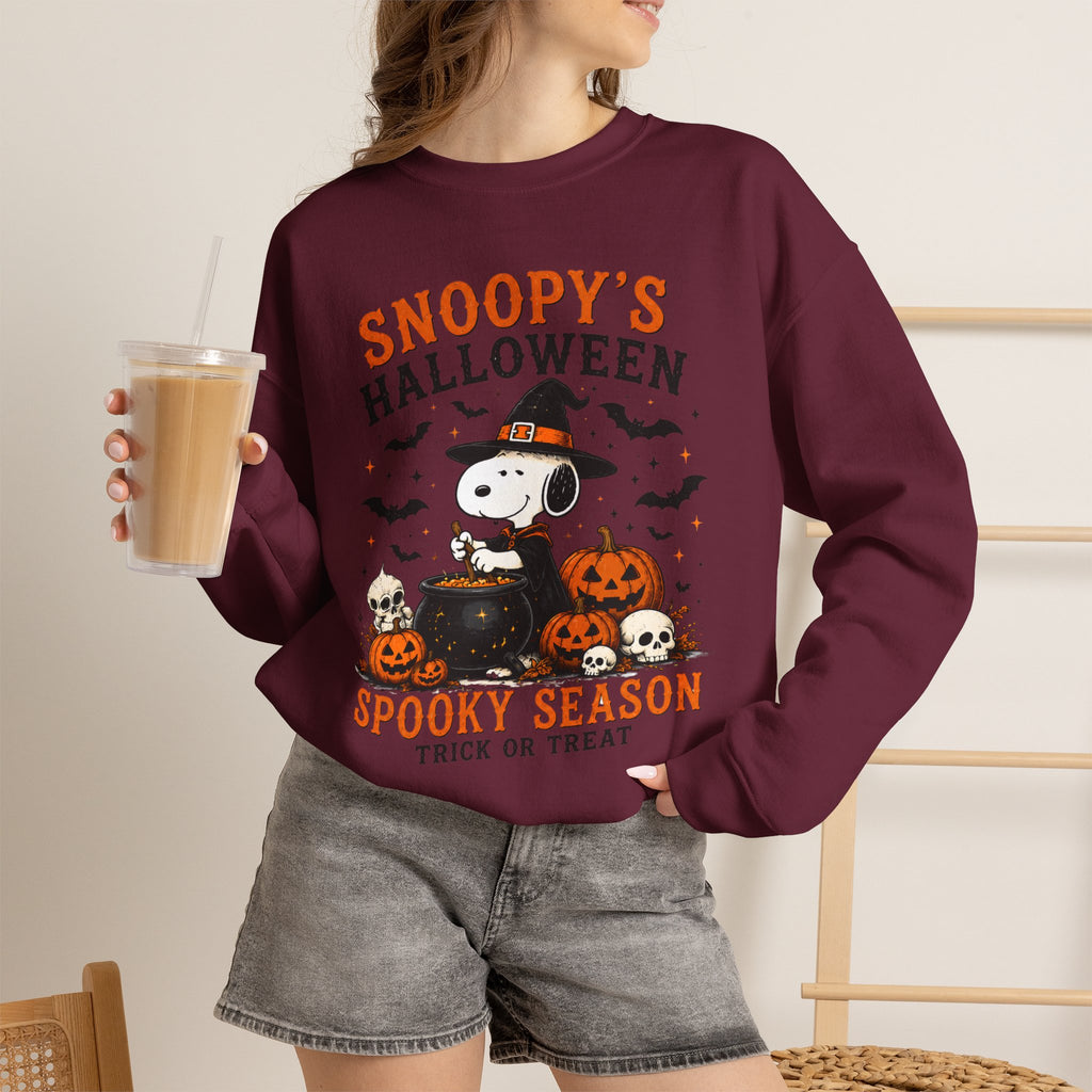 Snoopy Halloween Crewneck Sweatshirt – Spooky Season Trick-or-Treat Design