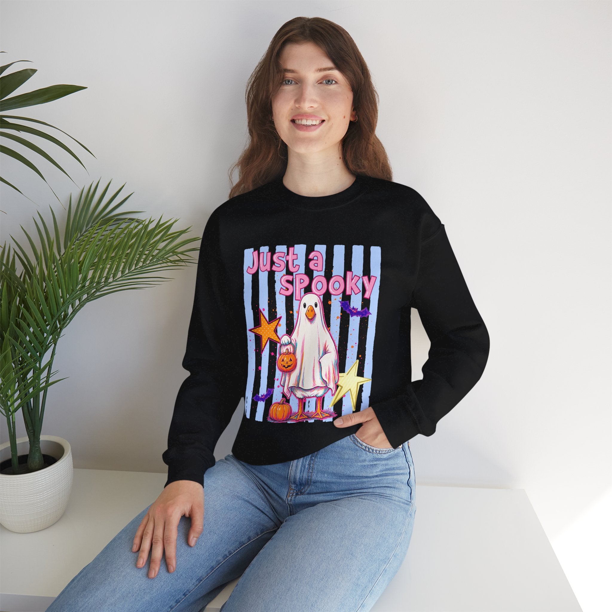 Ghost Costume Sweatshirt — "Just a Spooky" Cute Halloween Crewneck