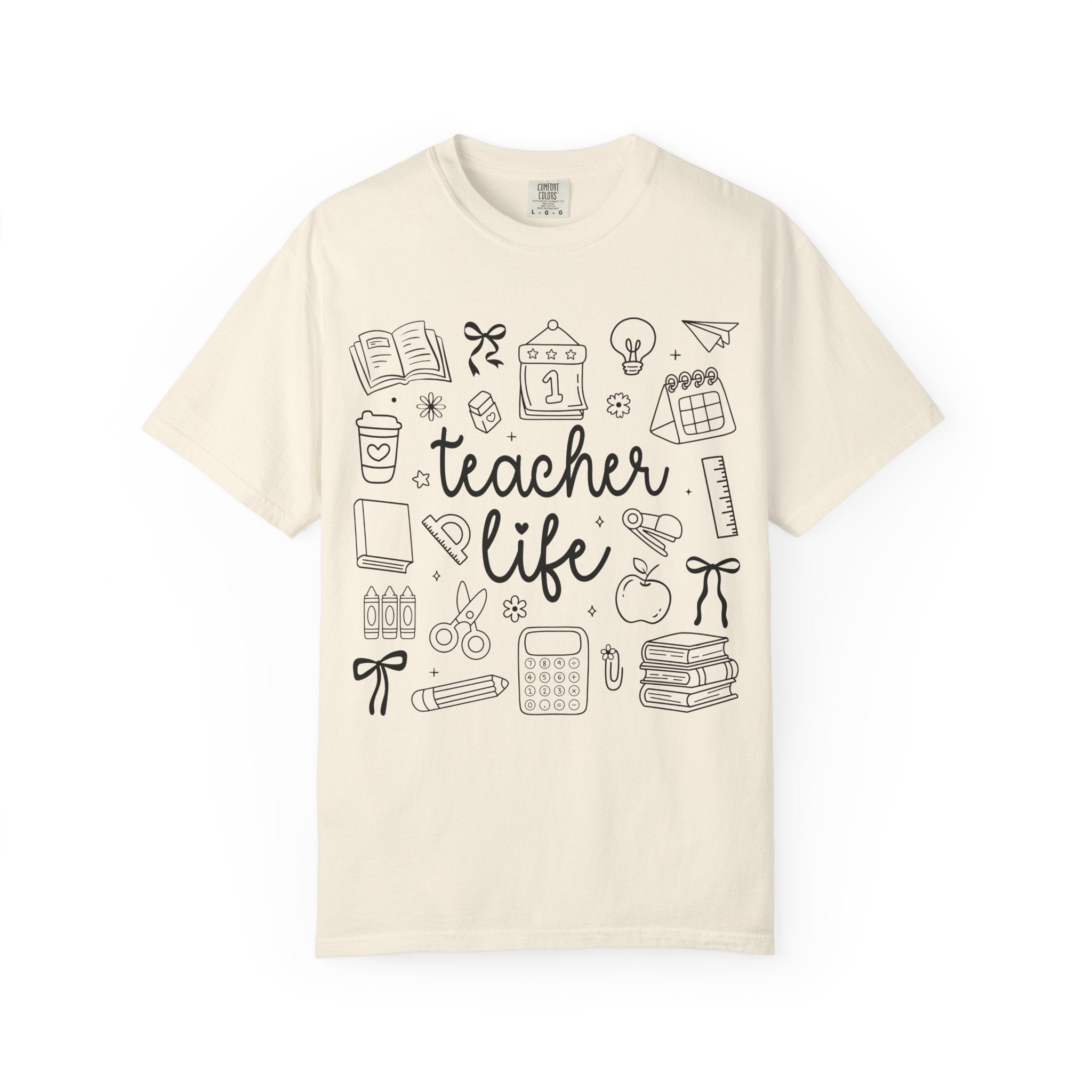 Teacher Life T-Shirt — School Supplies Sketch Graphic Tee