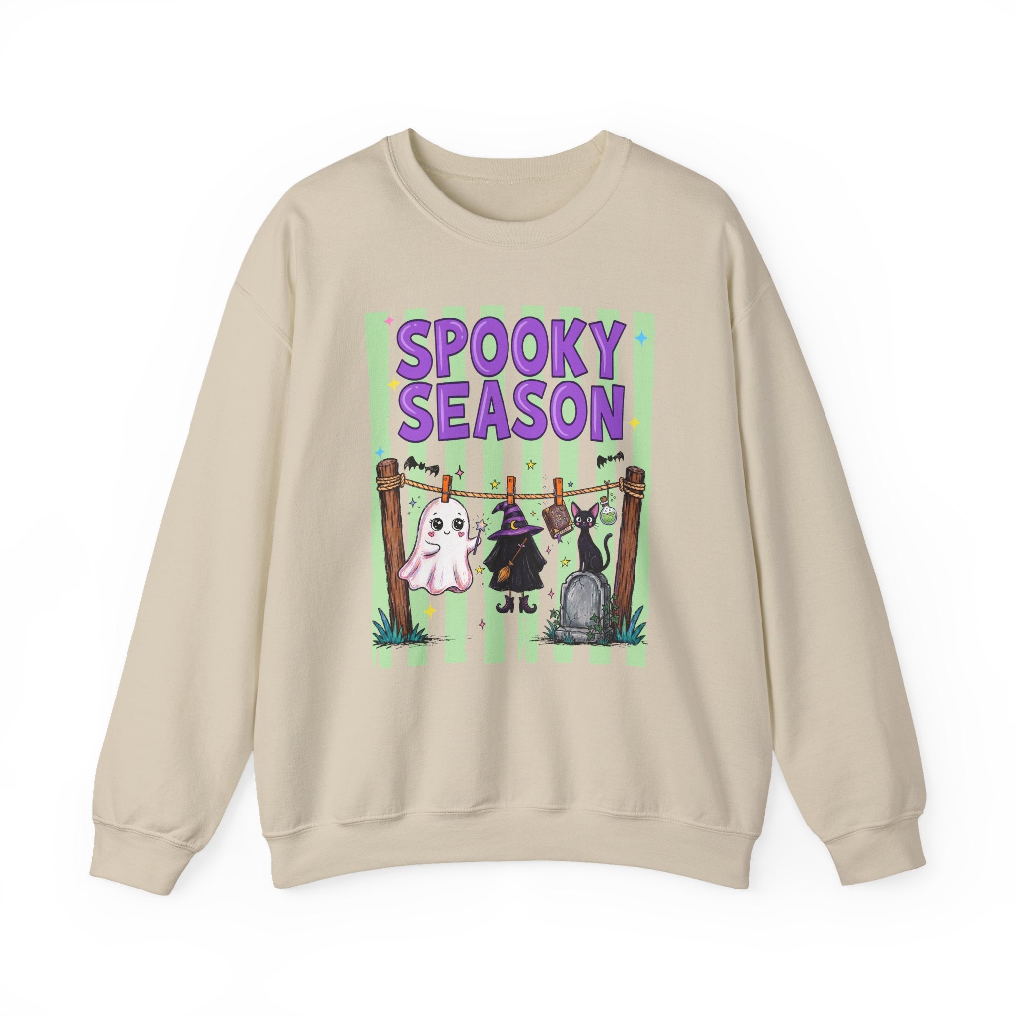Sweatshirt — "Spooky Season" Ghost, Witch & Cat Halloween Crewneck